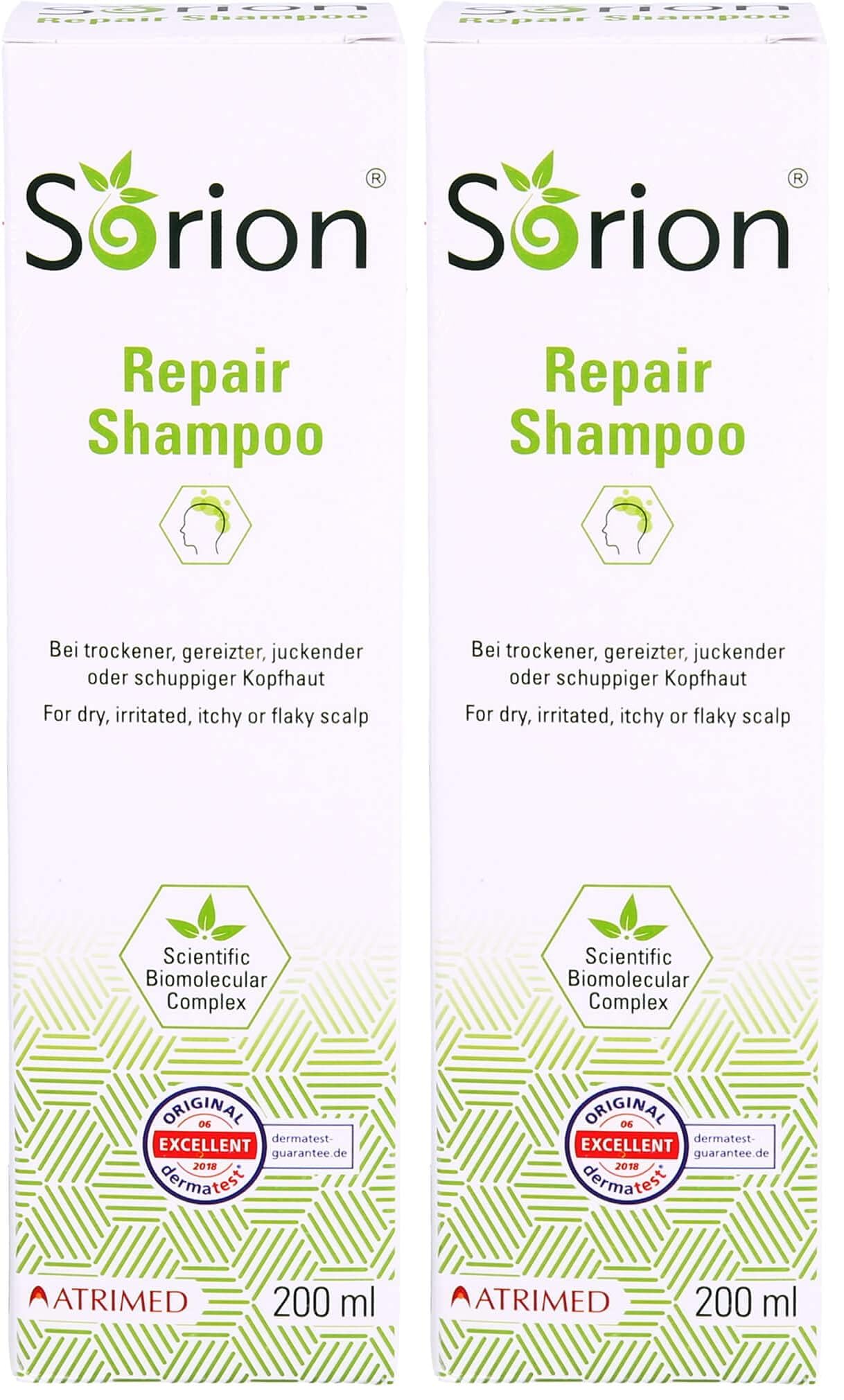 Sorion Repair Shampoo – beruhigendes Pflegeshampoo bei Hauirritationen, Rötungen, Juckreiz und Schuppen (200 ml) (Packung mit 2)