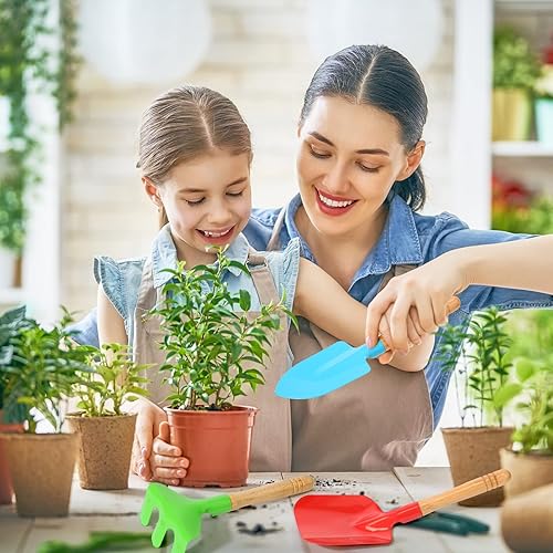Miniatura 4 de Liliful 40 herramientas de jardinería para niños, 10 rastrillos de jardín, 10 palas de jardín, 10 paletas de jardín, 10 bolsas verdes, herramientas