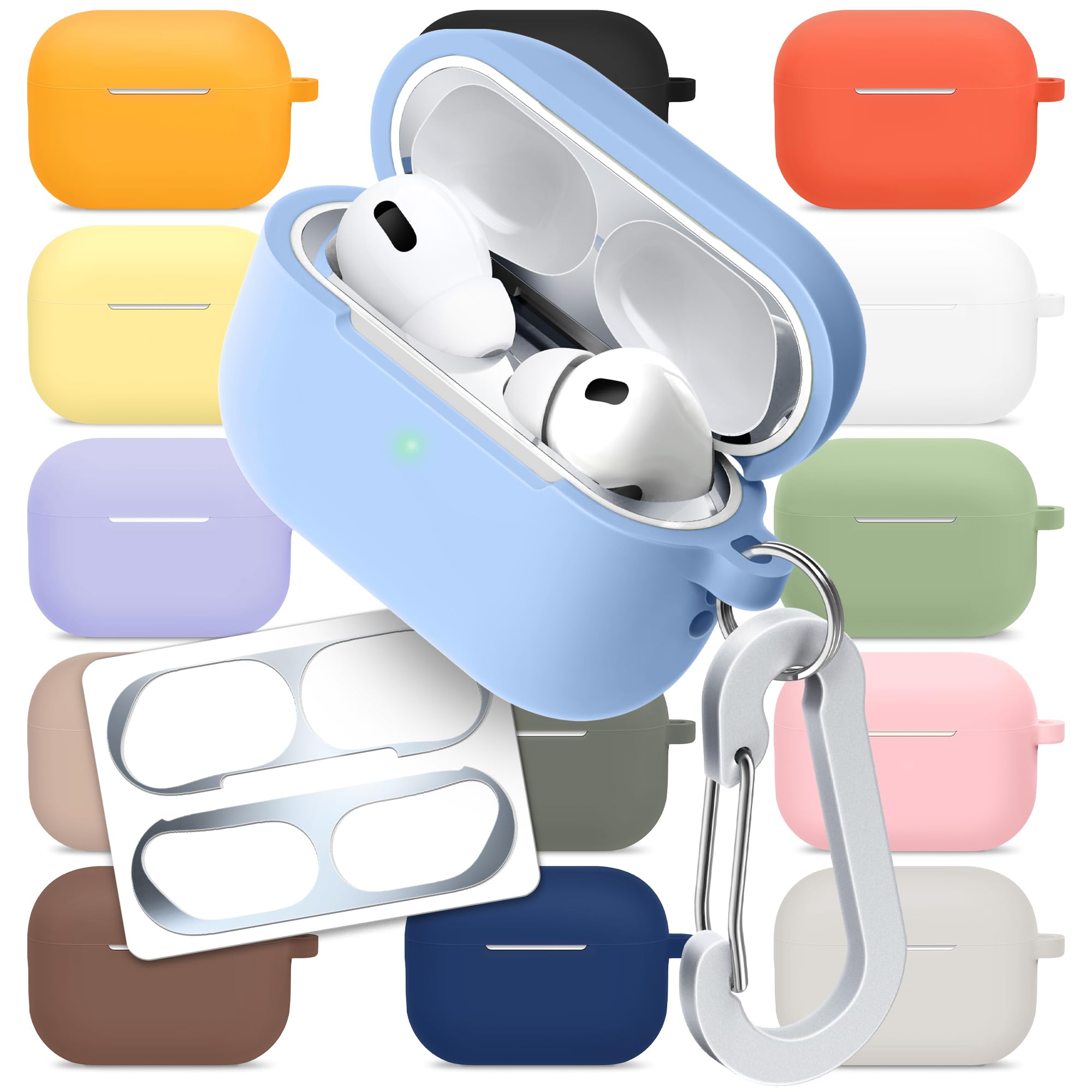 [3 in 1] AirPods Pro 3 Silicone Case + Anti-Lost Carabiner + Dust Guard Metal Film, Protective Cover with Keychain for Apple AirPods Pro3 (2025) — view 47