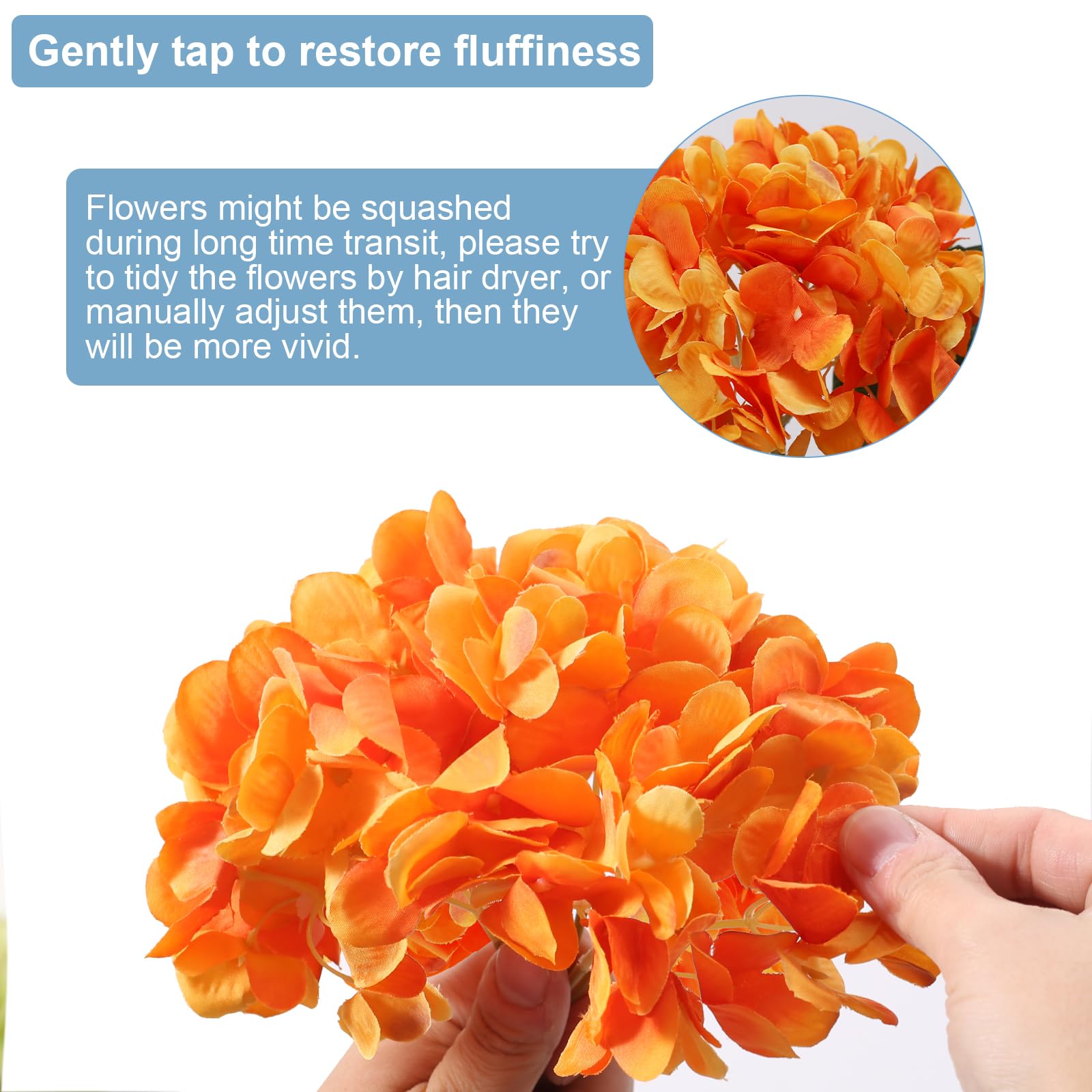 merakdoira 6PCS hydrangea artificial flower-artificial flowers,Silk fake flowers Bouquet for Wedding Party Office Home Decor(Orange) - Image 3
