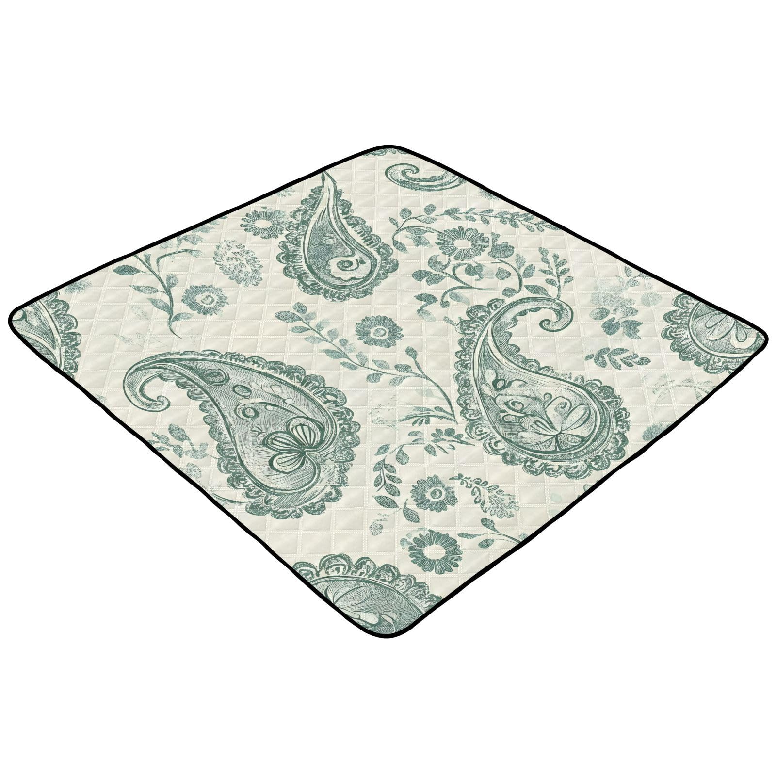 BOESI Graffiti Light Color Paisley Baby Play Mat, 50“ X 50” Washable Folding Crawling Mat, Baby Floor Mat, Soft, Thick, Non-Slip