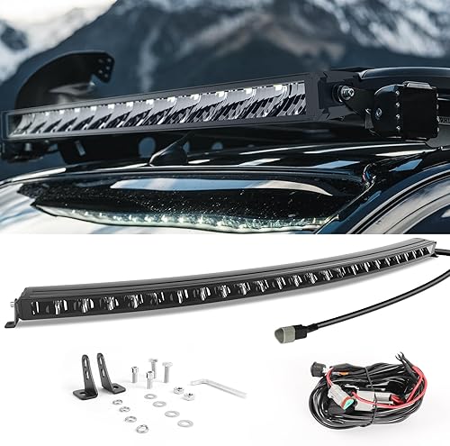 Miniatura 1 de CO LIGHT Barra de luz LED curvada de una sola fila de 50 pulgadas, 240 W, 70000 lúmenes, 6000 K, arnés de cableado de luz ambiental blanca y