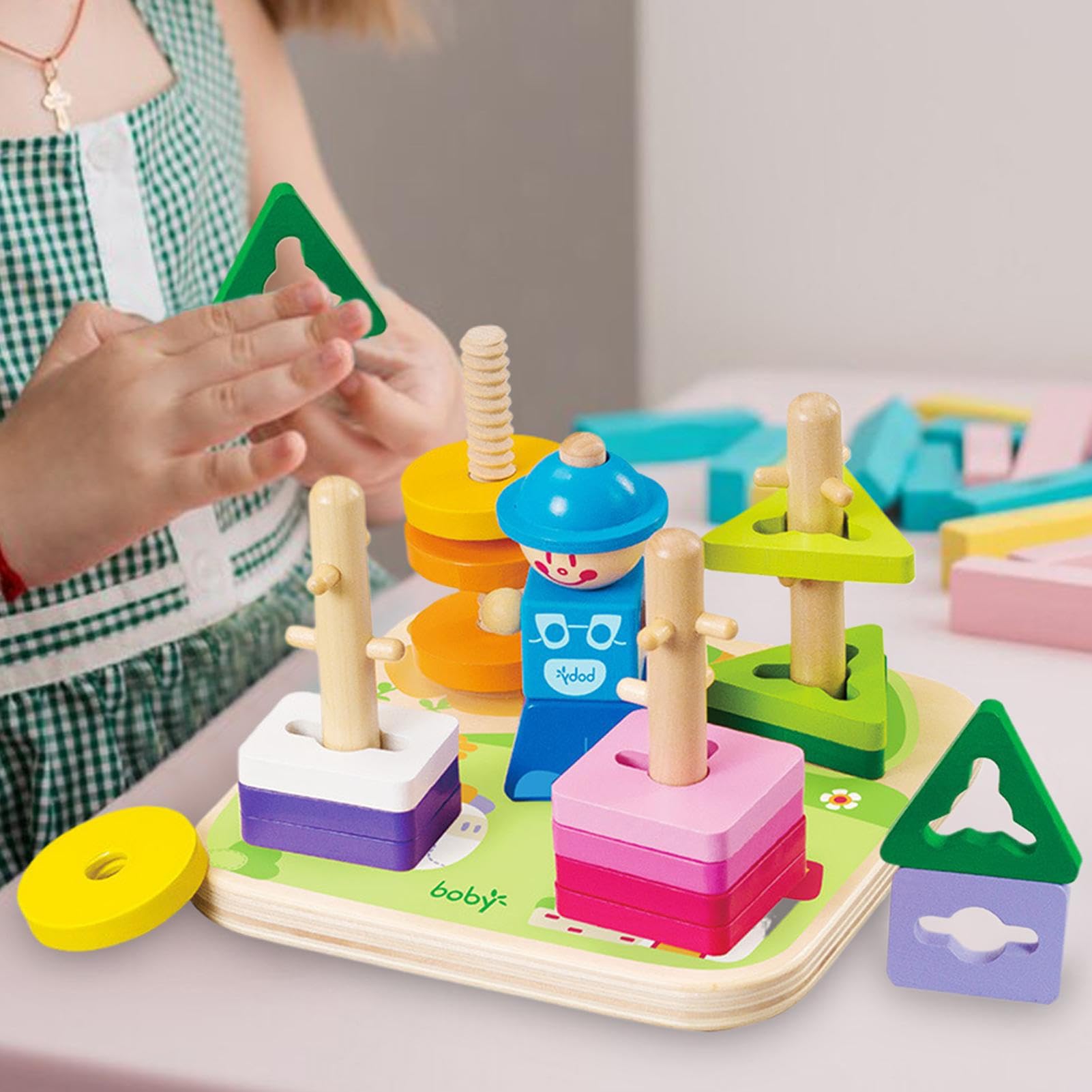 de Madera de Clasificación de Formas - Juego de apilamiento Sensorial y | Educativo,Puzzle de Surtido para Apilar - Para Jardín De Kindergarten Y Viaje Aprendizaje Y Desarrollo