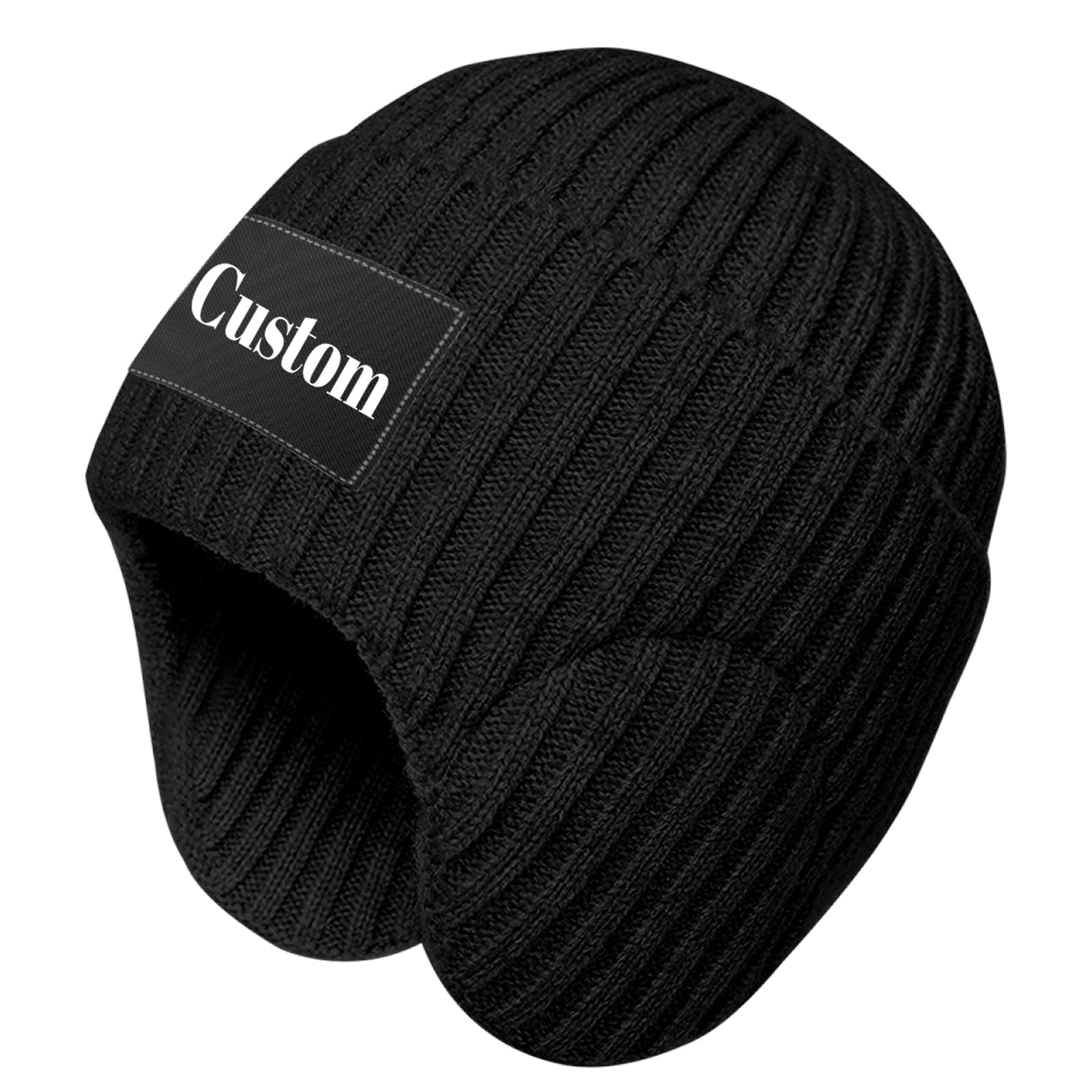 Bulk Custom Beanie Hats with Earflap Custom Knit Hat Warm Winter Hat Personalized Beanies Skull Cap Add Text Logo