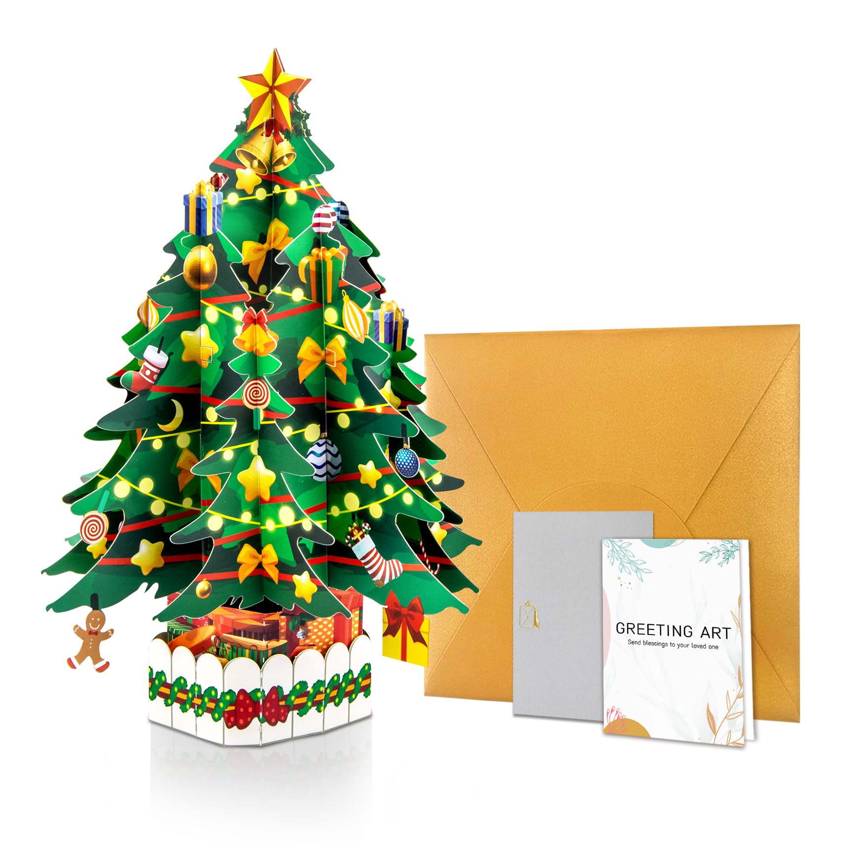 GREETING ART 3D Christmas Tree Pop Up Card, Pop Up Christmas Card — image 1