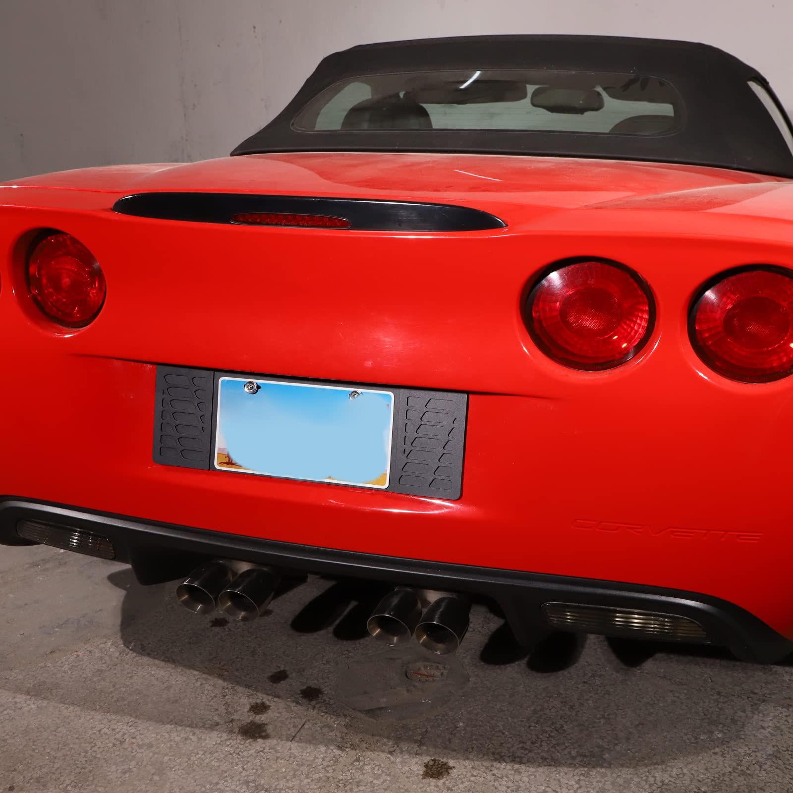 Rear License Frame Compatible with Chevy Corvette C6 2005-2013, Aluminum Alloy License Plate Frame Grill Vent Insert, C6 Accessories (A Style - Black)