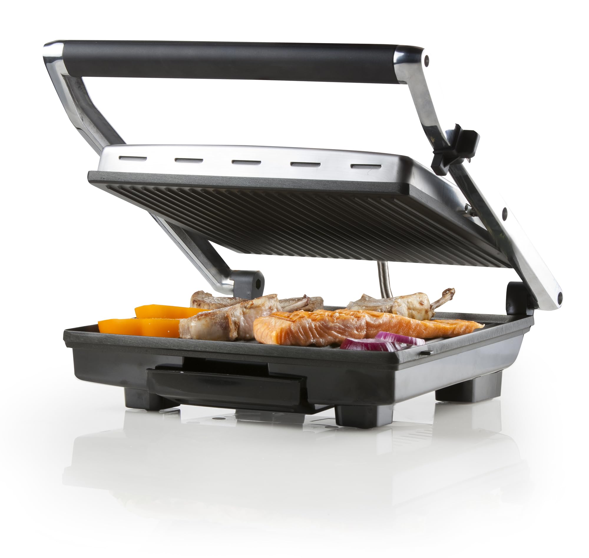 DOMO Kontaktgrill – 2000 W, Panini Grill, Thermostat, Edelstahl