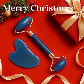 BAIMEI IcyMe Jade Face Roller & Gua Sha, Facial Beauty Roller Skin Care Tools, Self Care Gift for Men Women, Massager for Face, Eyes, Neck, Relieve Fine Lines and Wrinkles - Blue