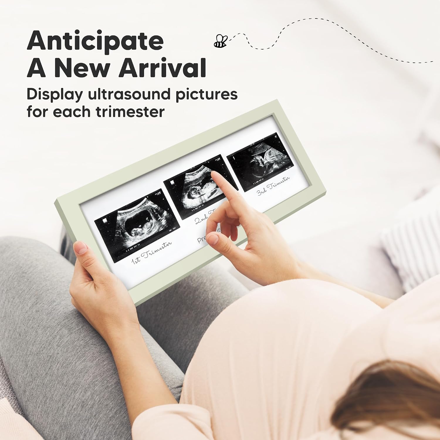 KeaBabies Baby Sonogram Picture Frames,Trio Ultrasound Photo (Sage) image 3