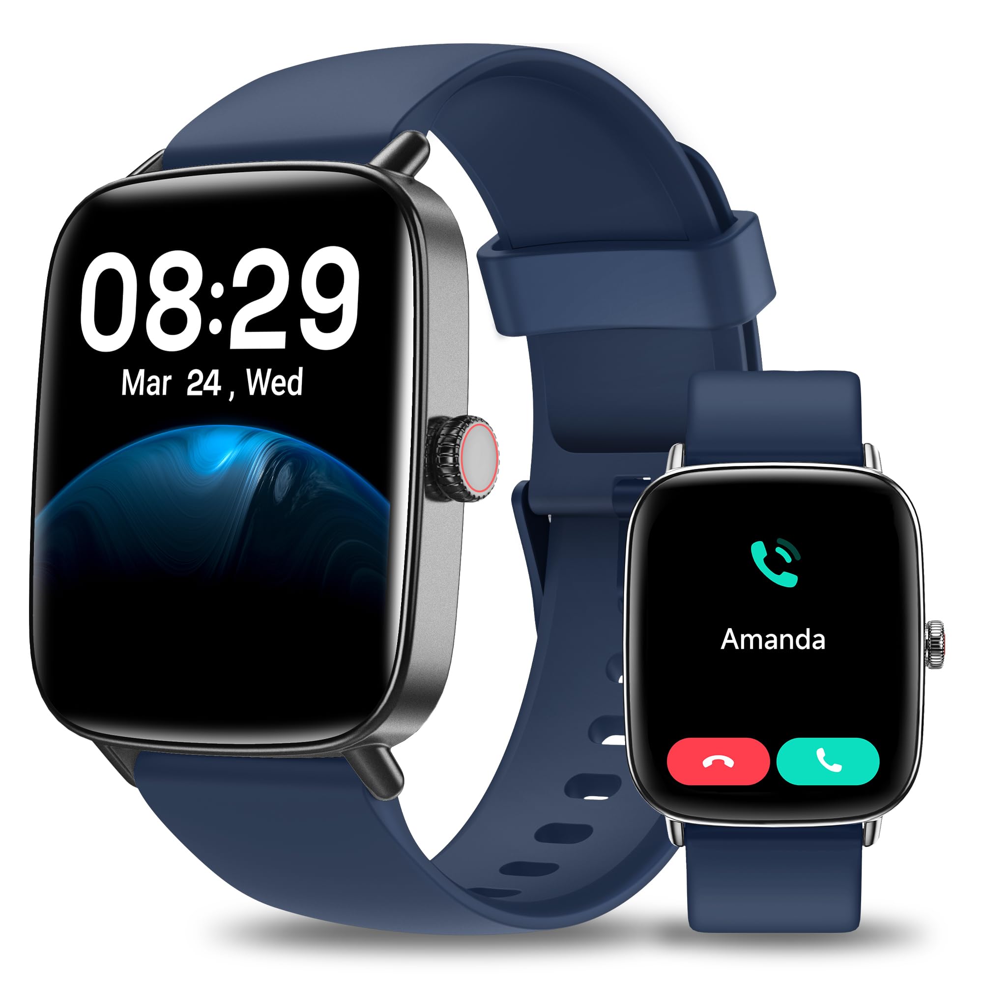 Smartwatch Uomo Donna 1,85 Pollici | Chiamate Bluetooth, Assistente Vocale, Cardiofrequenzimetro, SpO2, Sonno, IP68 | Orologio Sportivo