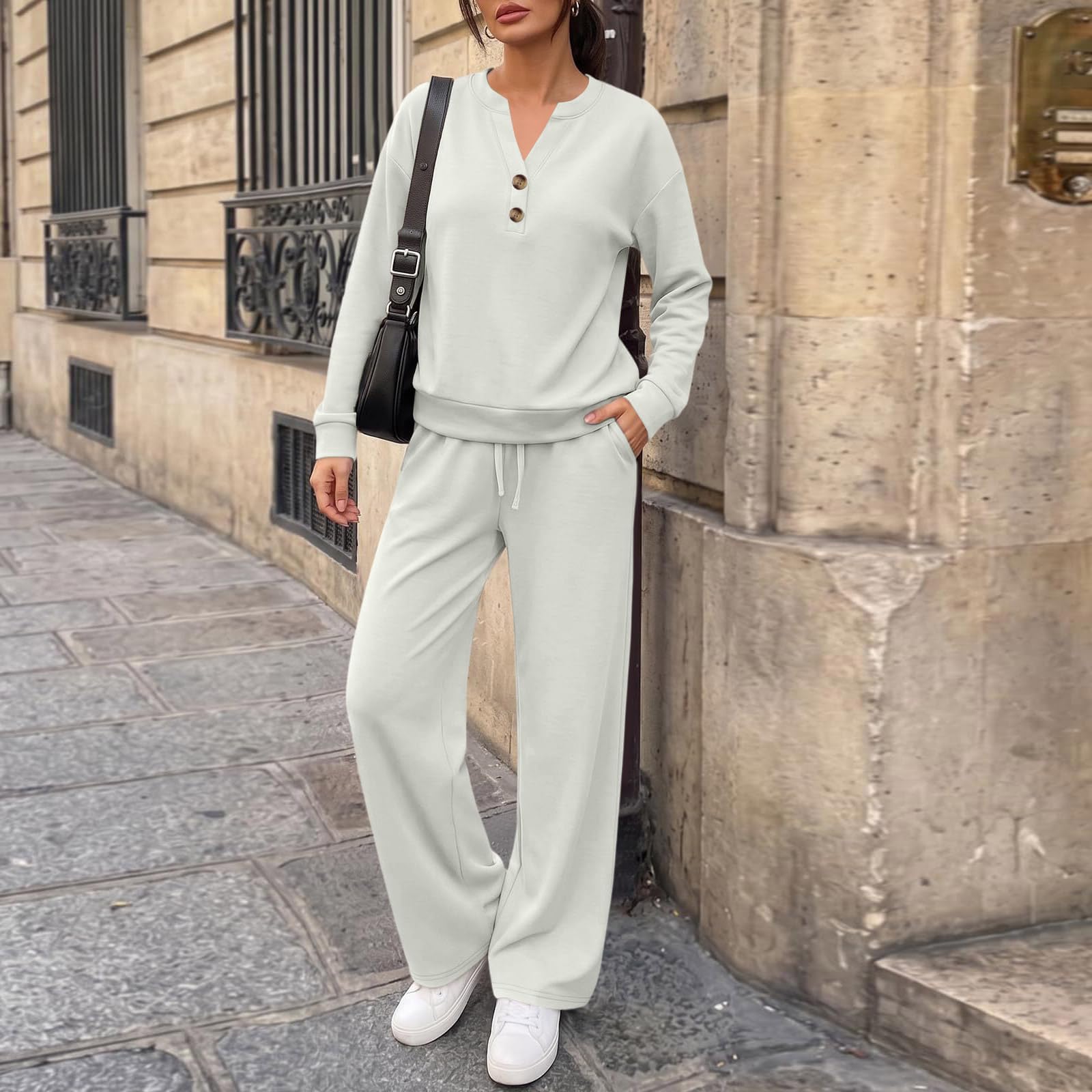Genérico Chándal mujer, Conjunto de dos piezas largos, sudadera sin capucha y pantalón jogging, Conjunto correr, cómodos para otoño e Invierno entrenamiento