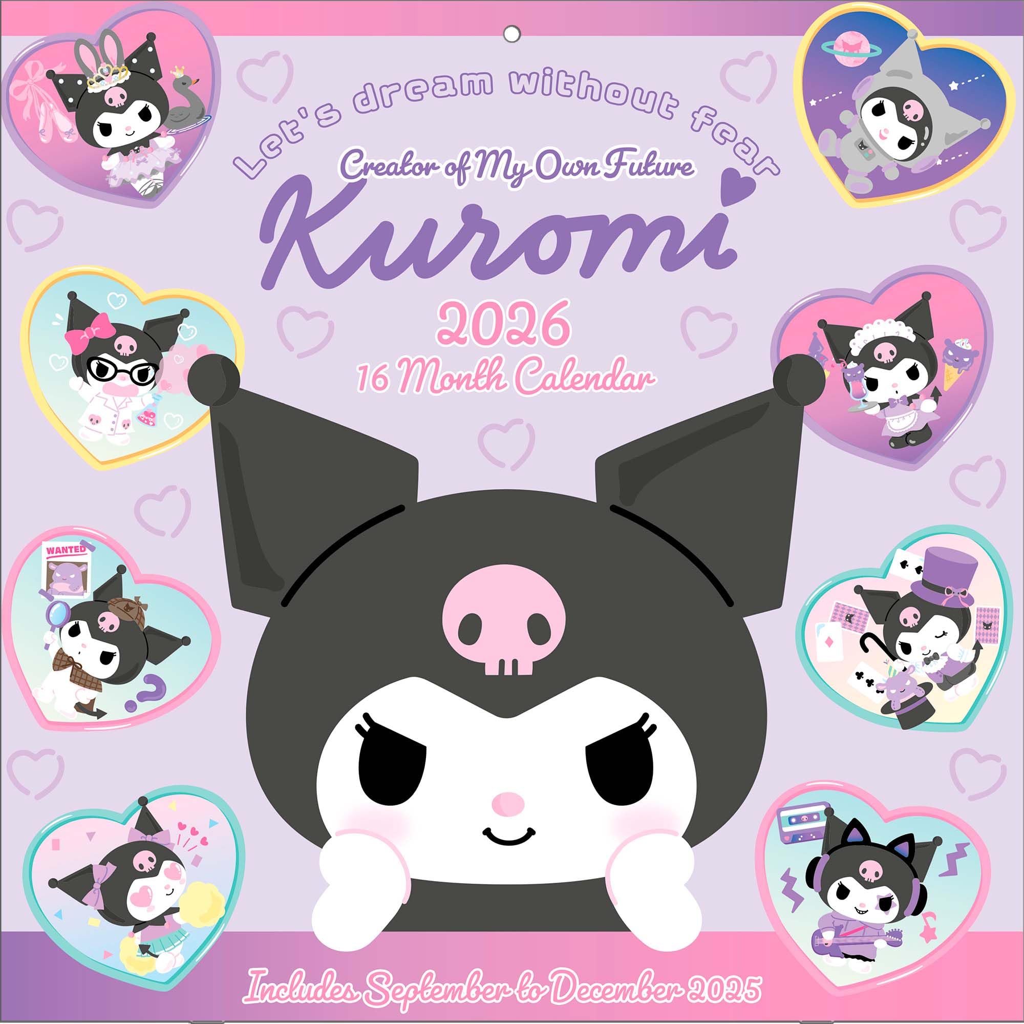 Pyramid International KUROMI (Dream Without Fear) 2026 Square Wall Calendar – Official 16-Month Sanrio Calendar with Bold Art – Kawaii Gift for Fans of Japanese Pop Culture & Anime