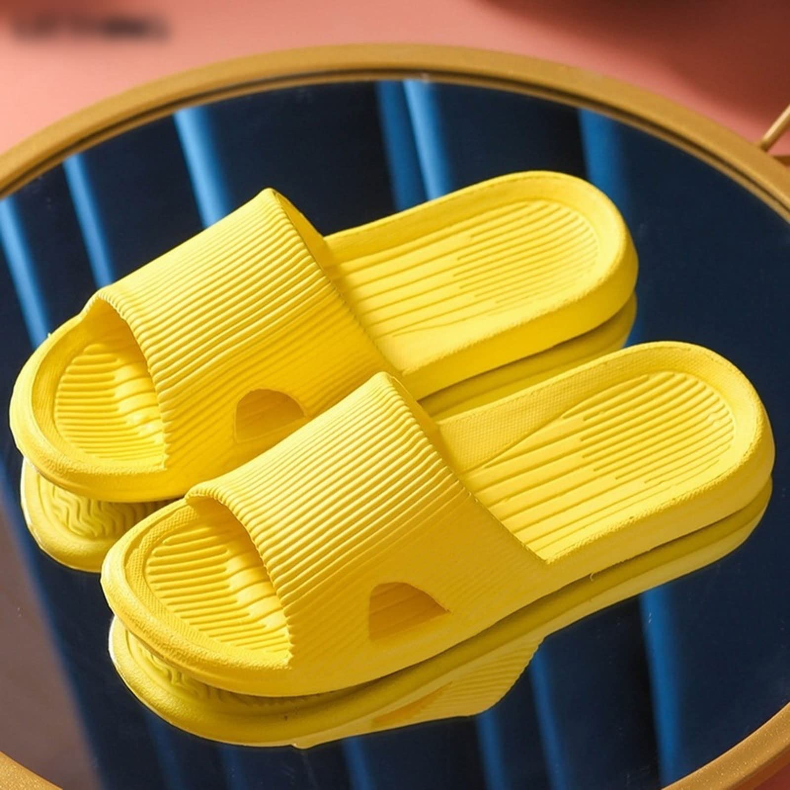 Ciabatte da Donna, da Uomo, da Bagno, da Doccia, per Coppie, da casa, con Suola Morbida e Antiscivolo, da Spiaggia, Casual, da casa, da Piscina (Giallo 42)