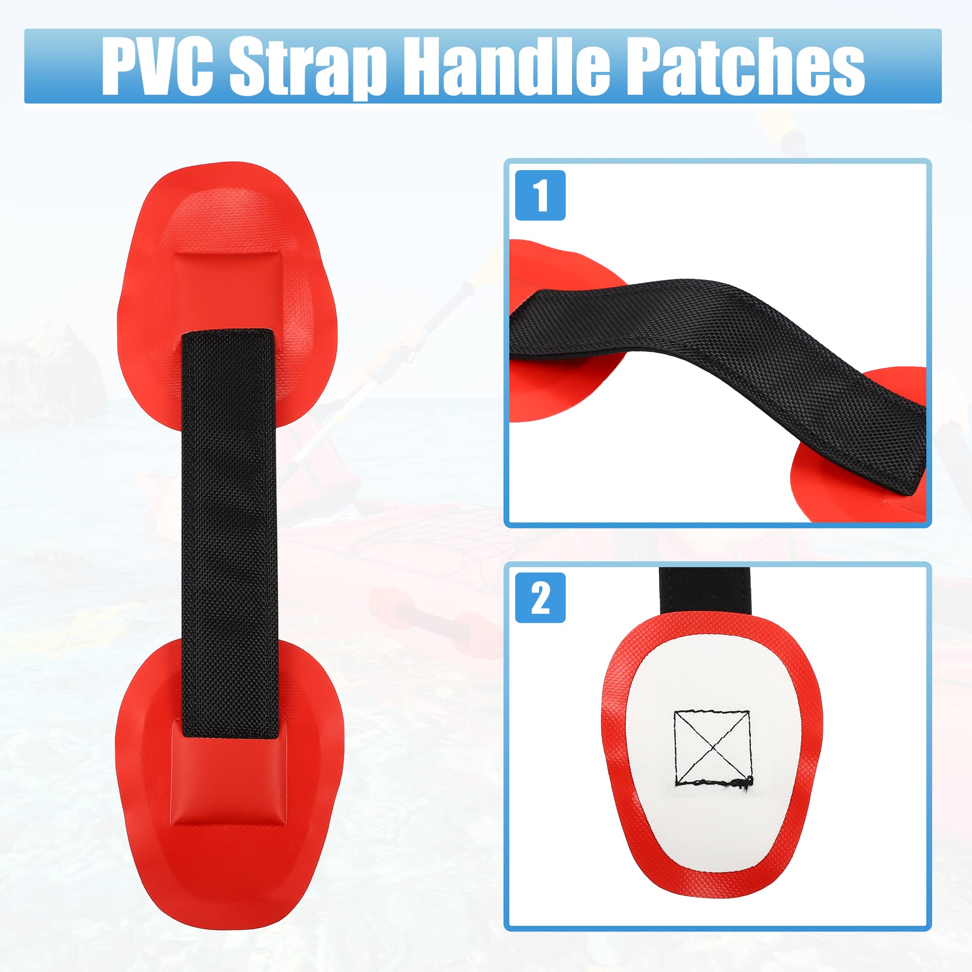 X AUTOHAUX 2pcs Universal PVC Strap Handle Patches Carry Grab Handle Red - Image 3