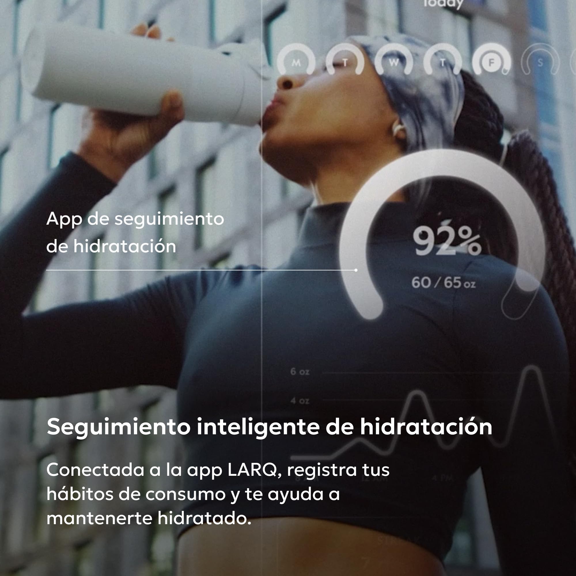 LARQ PureVis 2 Botella de Agua Inteligente con Filtro - Autolimpiable UV, Seguimiento de Hidratación vía App, Acero Inoxidable Aislado – Garantía 2 Años – 1 Litro