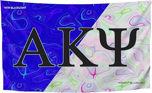 Miniatura 10 de Bandera griega de la hermandad y la fraternidad blacklight, 3 pies x 5 pies, Alpha Tau Omega
