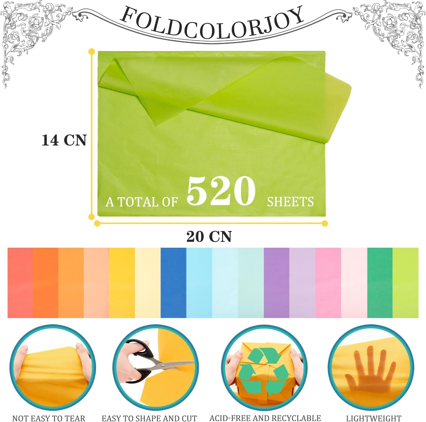 BEZNH Colored Tissue Paper 14 x 20 in 520 Sheets,16 Assorted Colors 8.2 LB Gift Wrapping Bulk Tissue Paper for Packaging Crafts Gift Bags