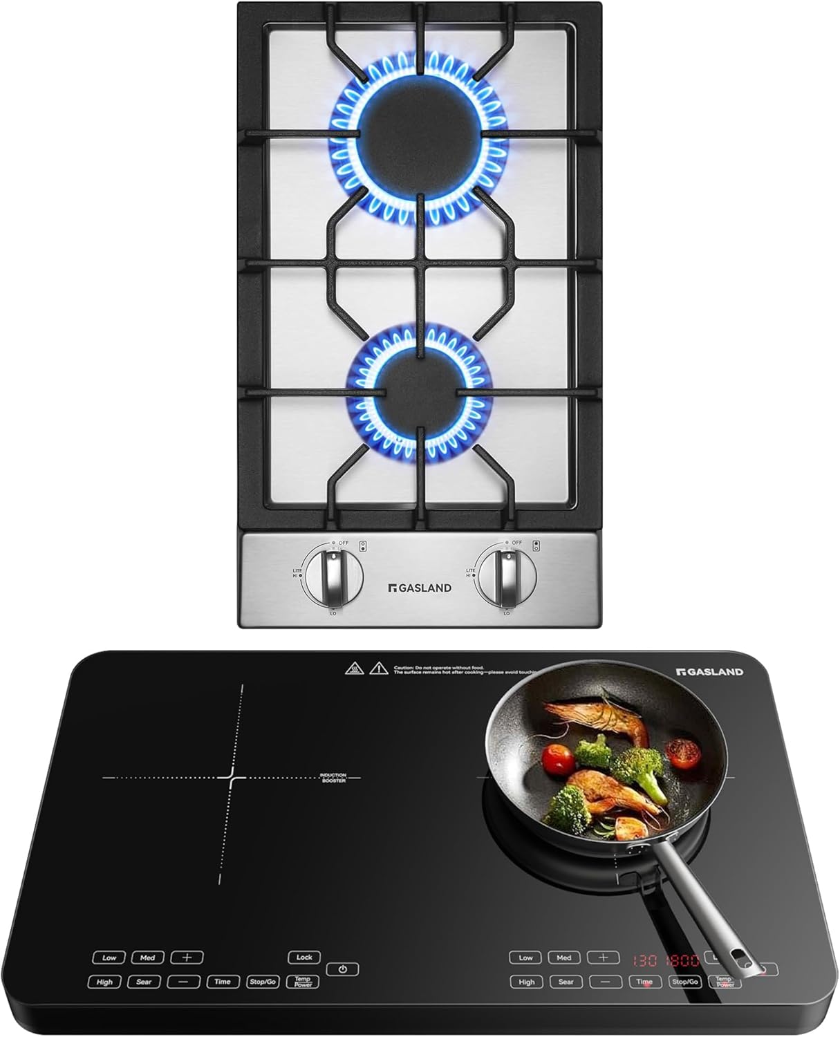 GASLAND Portable Induction Cooktop 2 Burners+ GASLAND 2 Burners Gas Cooktop 12 Inch