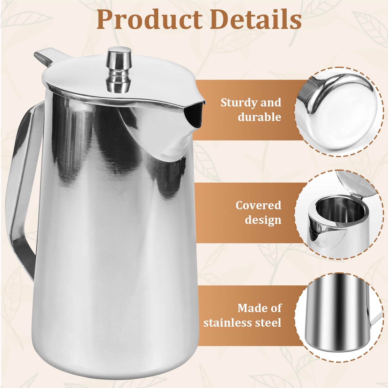 Pichet En Acier Inoxydable 1,8 L Avec Couvercle - Poignée Anti-chaleur, Fond Antidérapant - Idéal Pour Jus, Thé, Café