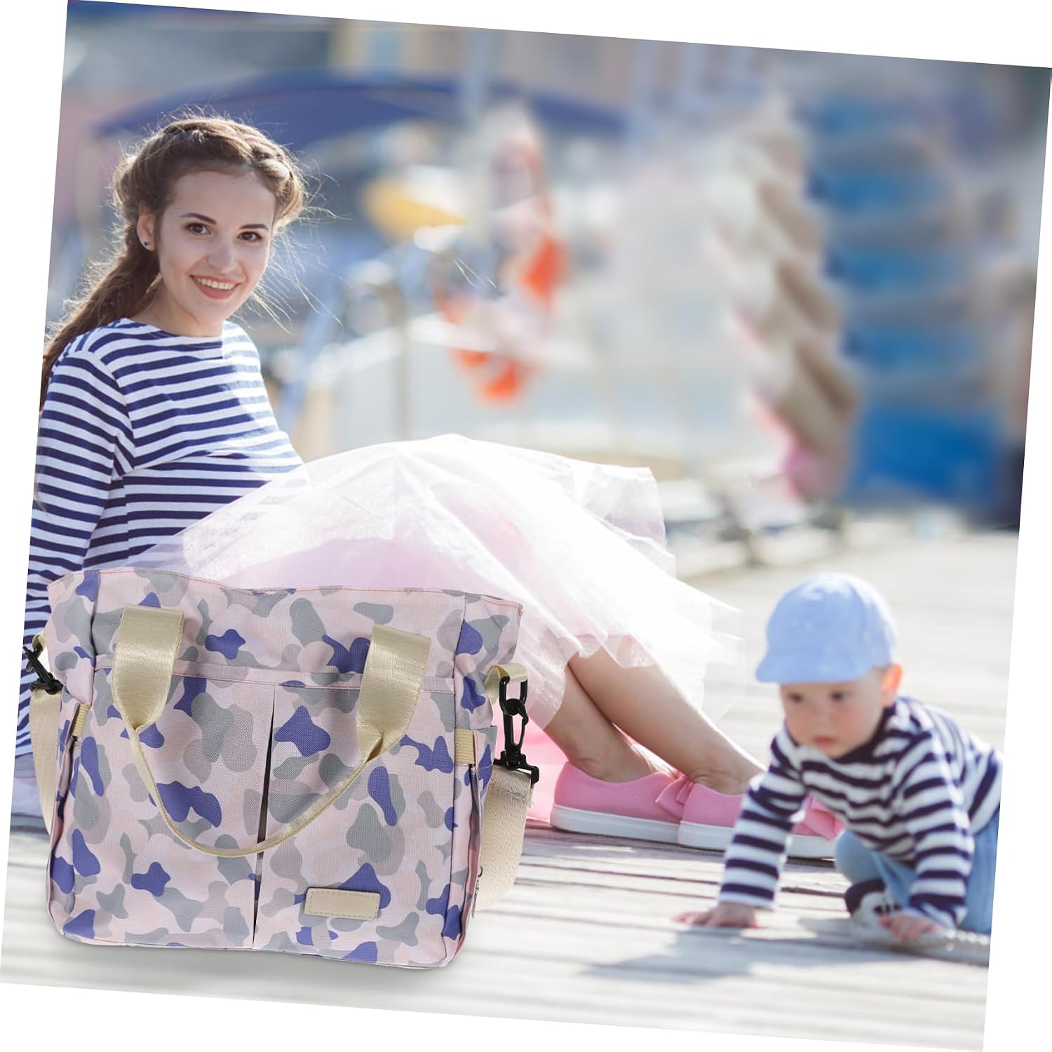 Abaodam Fashionable Mom Handbag Diaper Bag Tote Changing Station Diaper Caddy for Travel