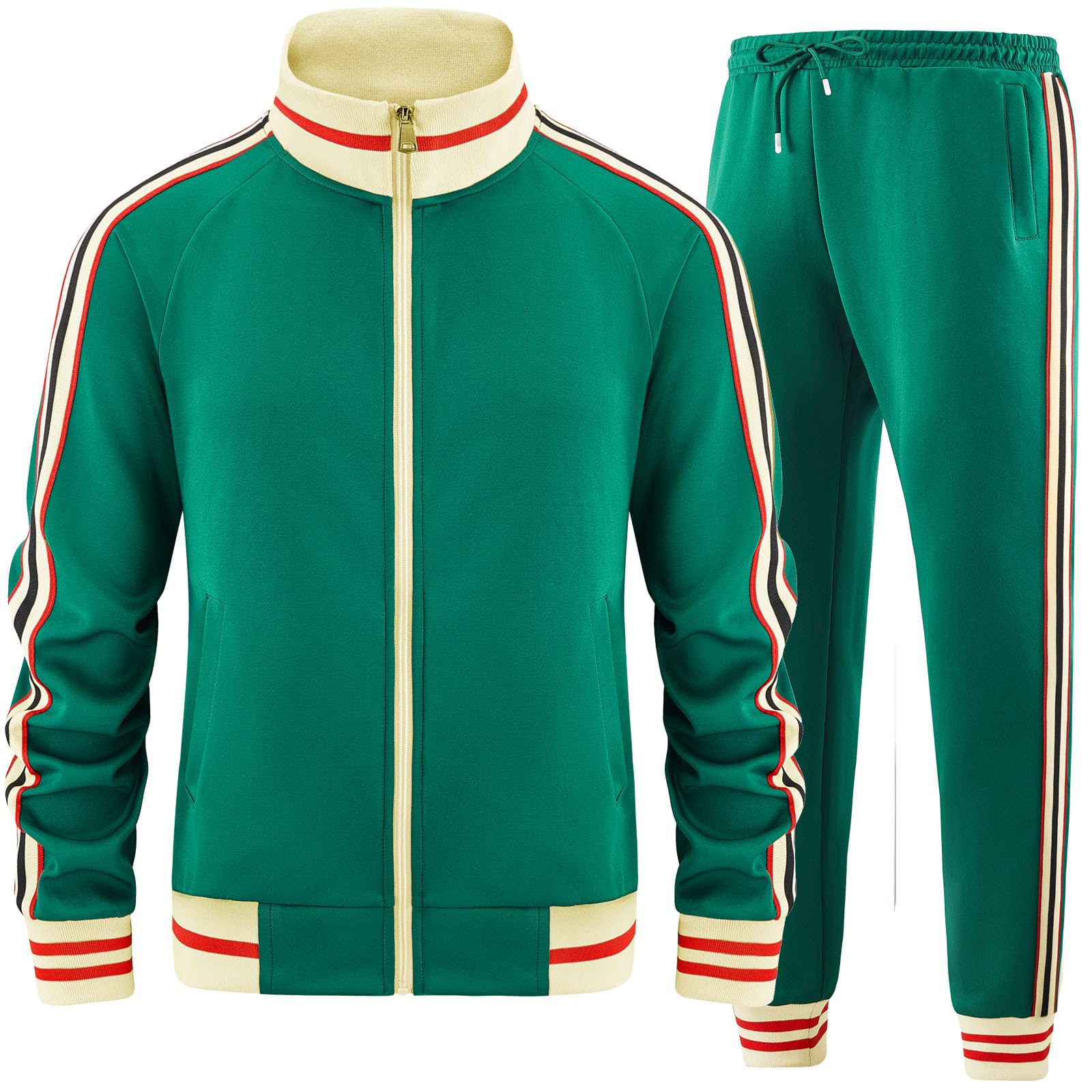 Men Track Suits Sets Long Sleeve Full-zip Sweatsuit Active Jackets and Pants 2 Piece Outfits