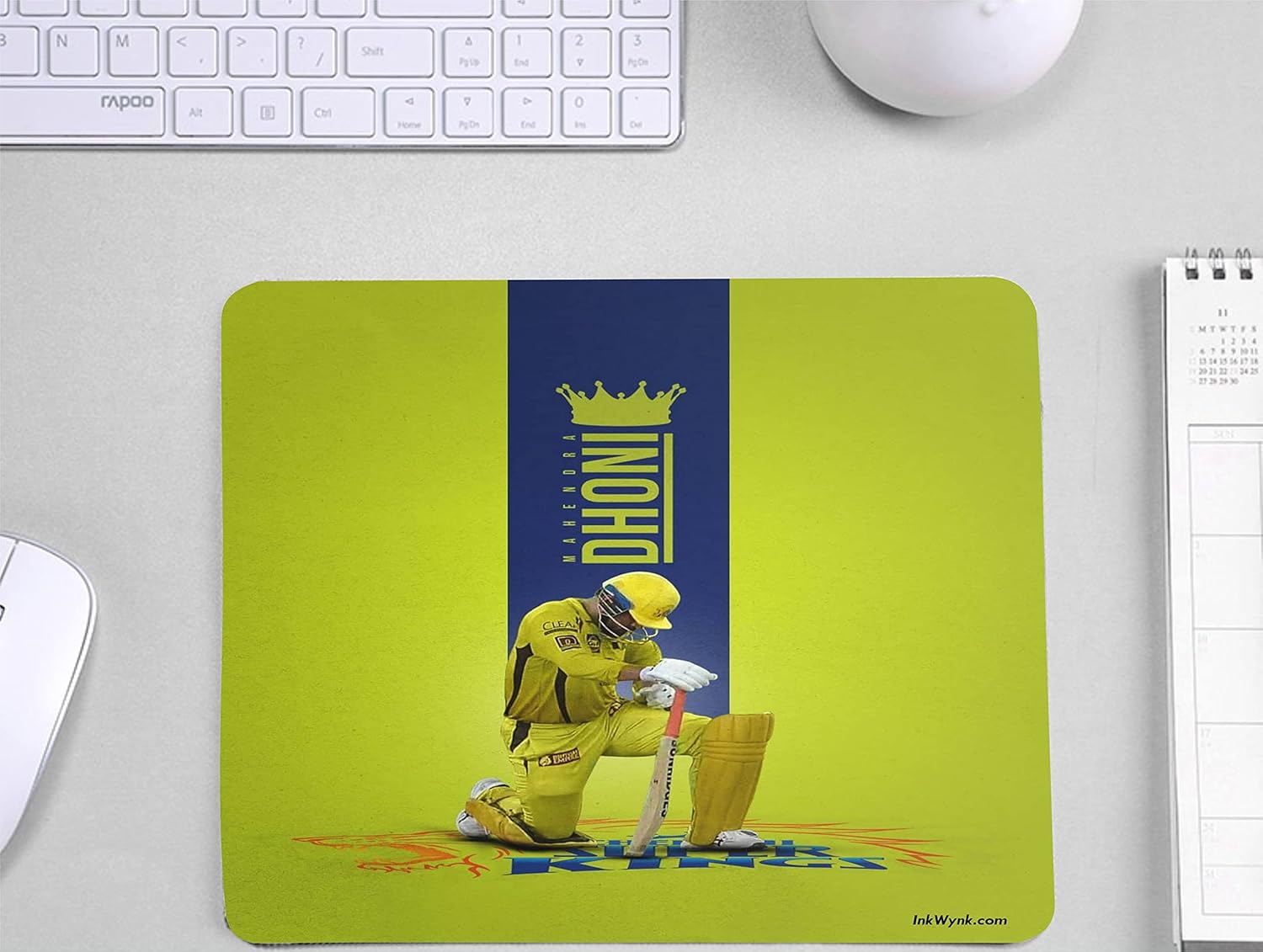 InkWynk Mahendra Dhoni CSK King Non Slip Rubber Base Square Mouse Pad