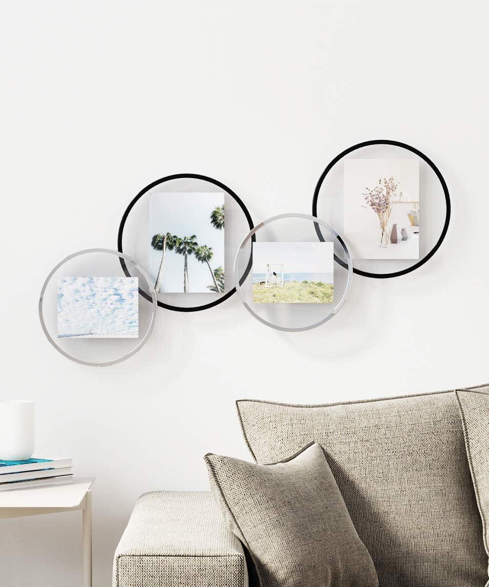 Umbra Infinity Picture Frame, Floating Photo Display for Desk or Wall, 4X6, Chrome