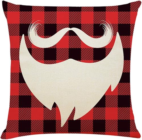 Miniatura 5 de Acronde 4 fundas de almohada cuadradas de 18 x 18 pulgadas, decoración navideña, de lino y algodón, fundas de cojín para sofá, hogar y automóvil