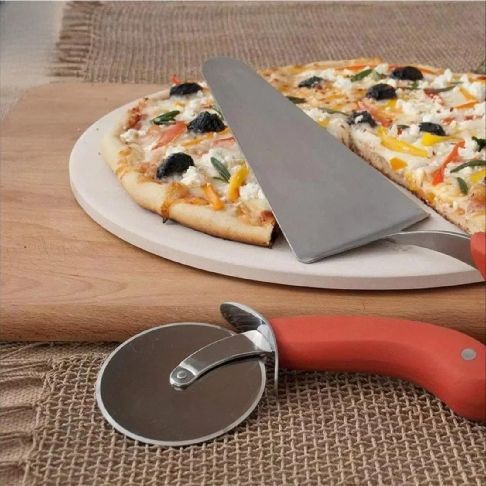 Pizzastein 19-Zoll-Pizzastein for Grill, Outdoor-Grillzubehör, Holzkohleplatte, Deflektor