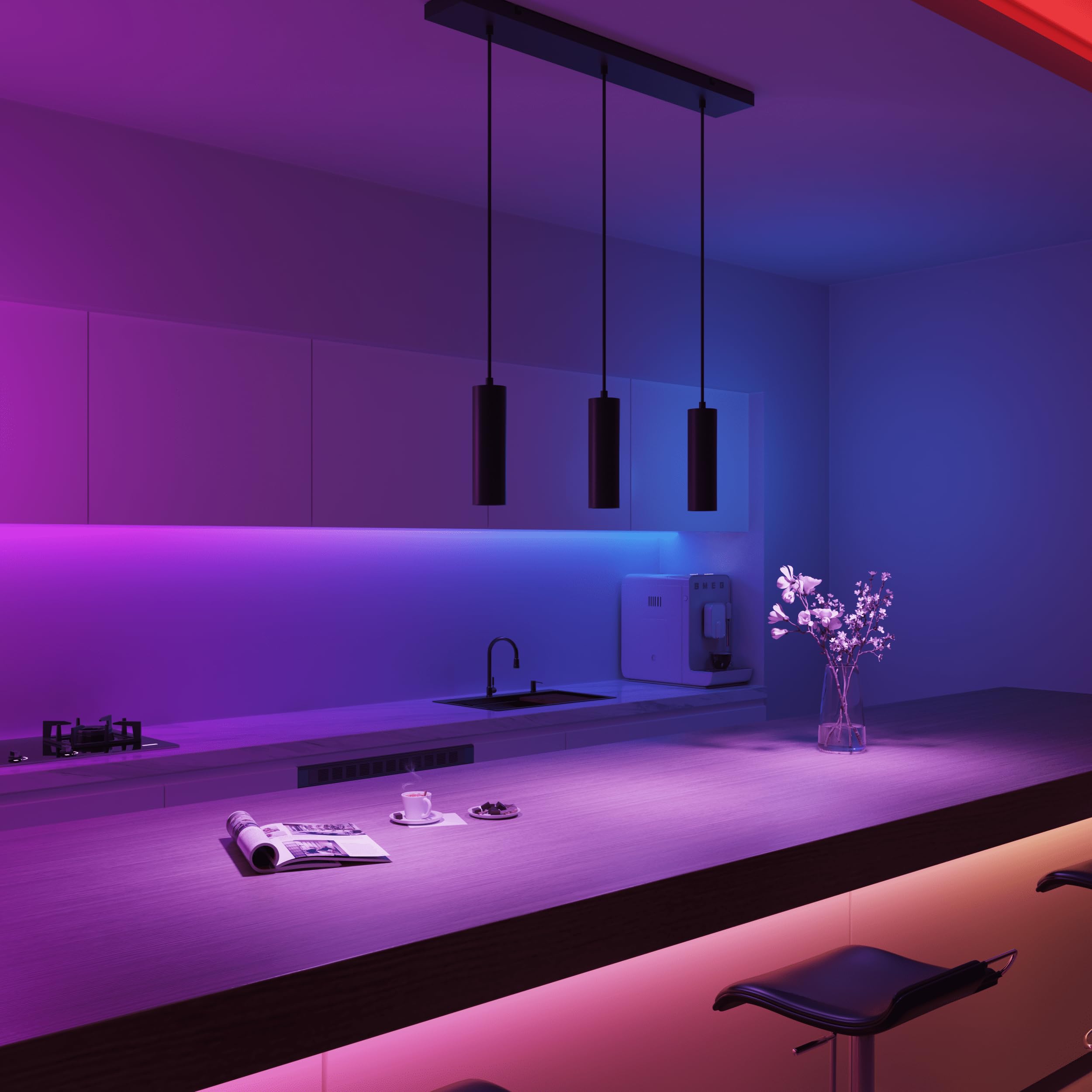 CALEX Smart LED Pendelleuchte, GU10, 3-flammig, höhenverstellbar, RGB-Farben & kalt- bis warmweiß Licht, dimmbar, WLAN App- & Sprachsteuerung, Matt Schwarz