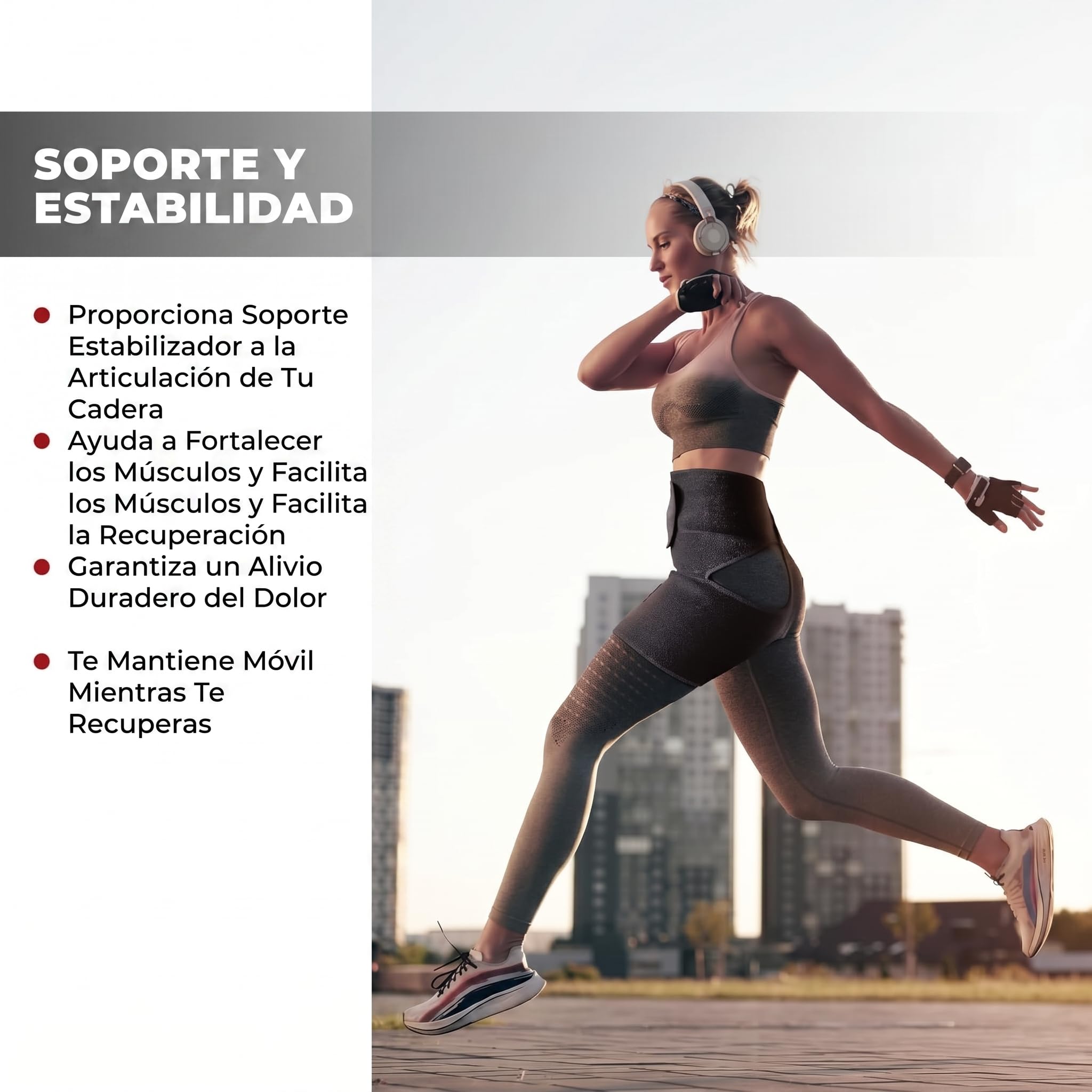 Astorn Soporte de Cadera Pierna Derecha (Grande) Faja de Cadera Ciática - Soporte Ajustable para Muslo, Isquiotibiales, Artritis, Bursitis y Lesiones - Hombres y Mujeres