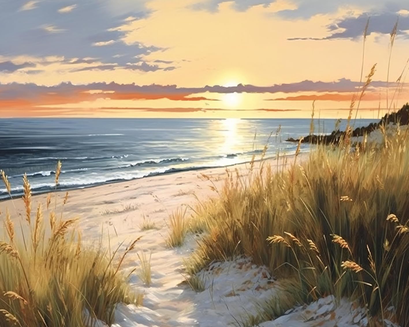 TISHIRON Paint by Numbers for Adults, Seaside Sunset DIY Oil Painting Adult Paint by Number,Adult Paint by Number Kits for Home Wall Decor Painting 16x20 inch