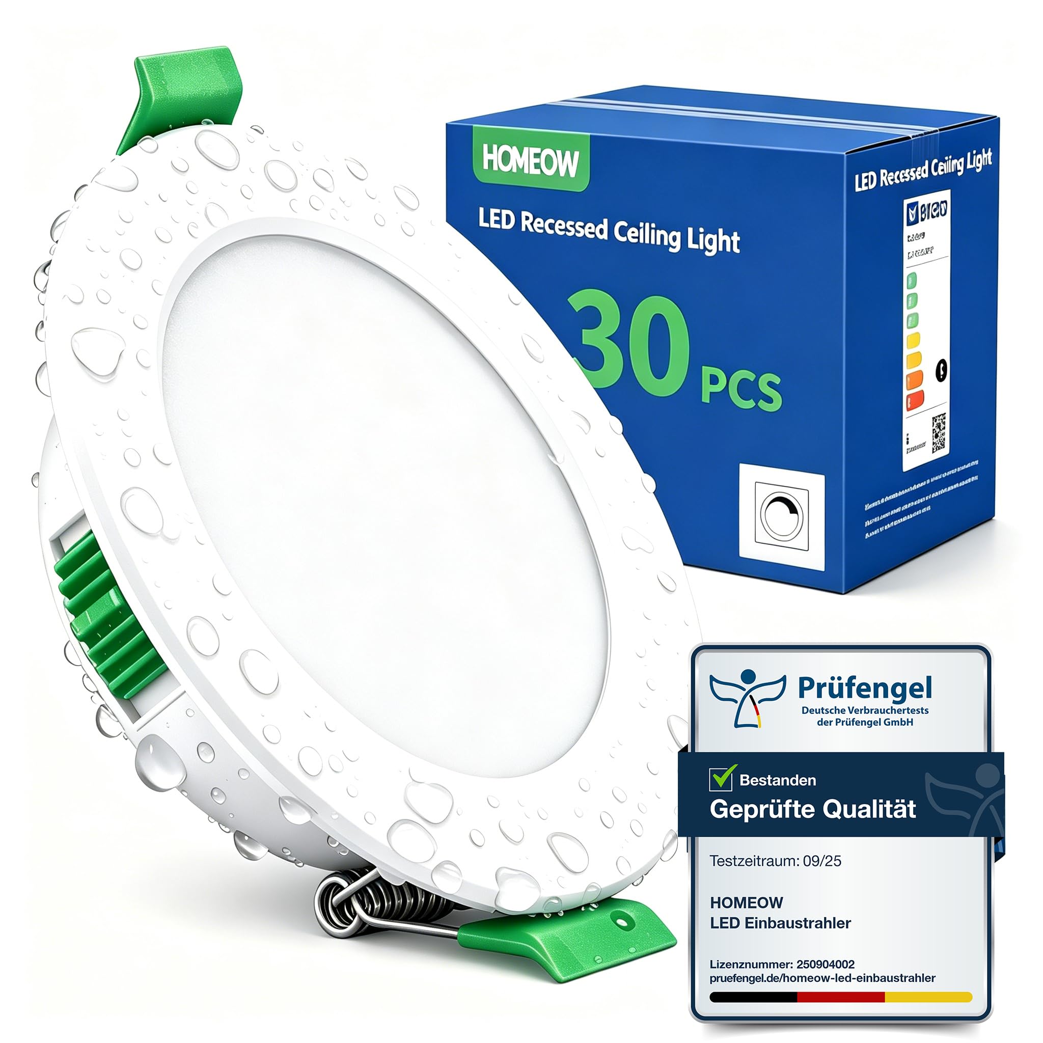 HOMEOW 30er Set Dimmbar Einbaustrahler LED Spots 68mm - 80mm Lochmaß, Warmweiß Neutralweiß Kaltweiß IP44 für Badezimmer