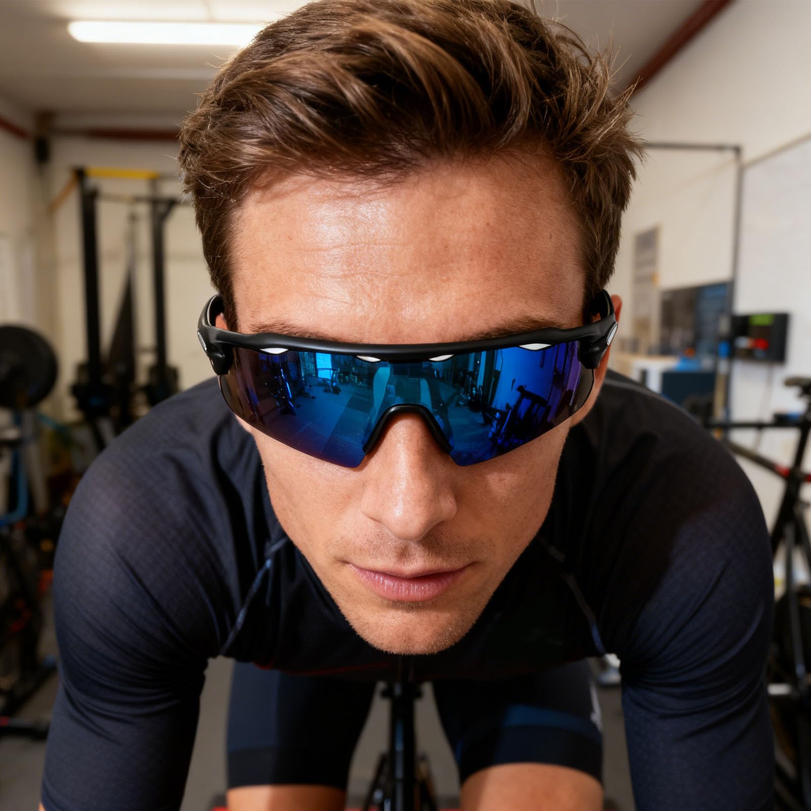 Topiky Lunettes de Soleil Intelligentes de Sport, Lunettes de Cyclisme Bluetooth avec Verres Polarisés, Haut-parleurs de Musique à Oreille Ouverte, de Sport Coupe-Vent,
