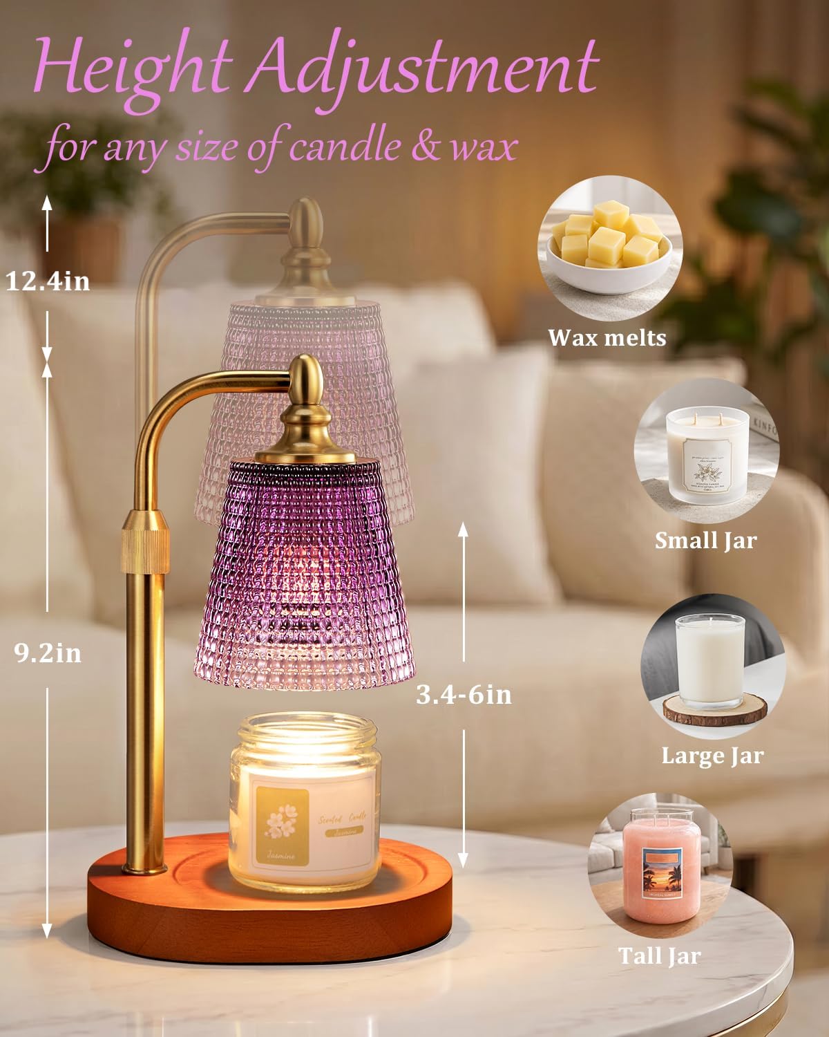 Hong-in Candle Warmer Lamp with Timer, Birthday Gifts for Women, Purple image 3