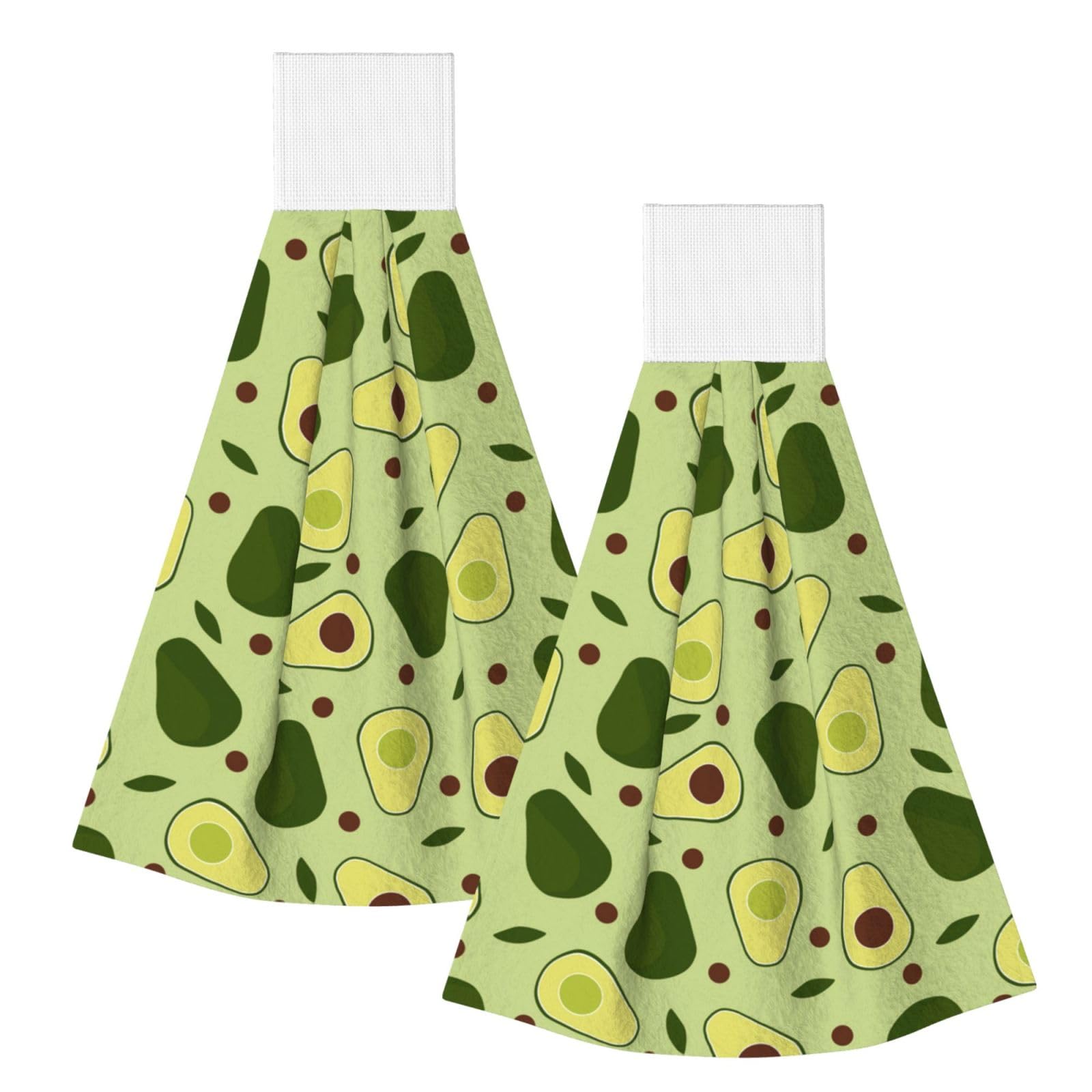 DOPKLNA Avocado Vintage Avocado, 2 Pcs Hanging Coral Fiber Hand Towels for Bathroom, Absorbent Kitchen Towels