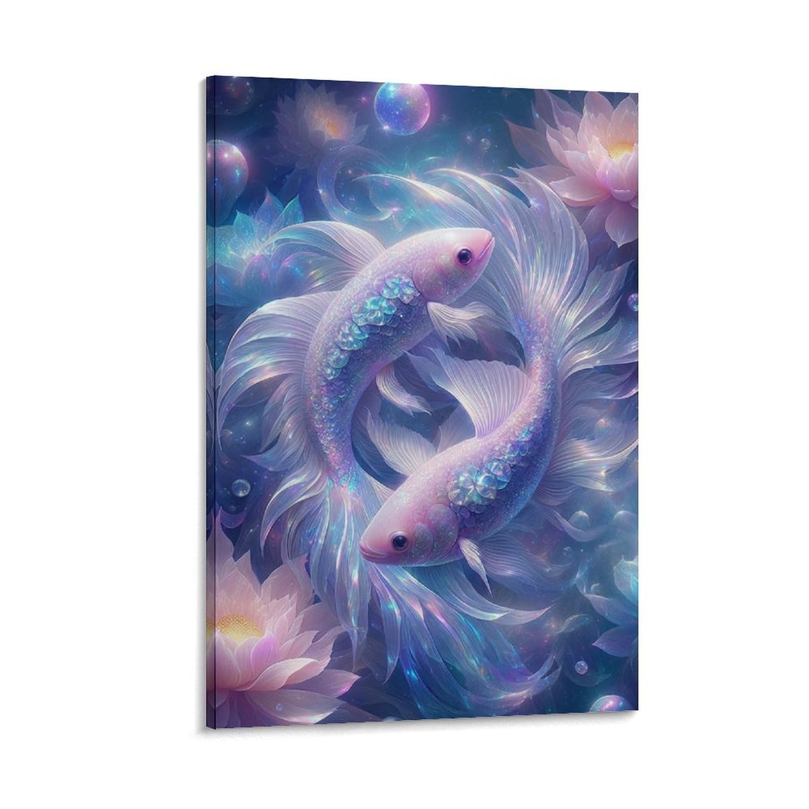 DHBANEIOK Fantasy Fish Art Poster Artwork Giclee Canvas Prints Modern Wall Art Picture Wall Hanging for Office Gym Living Room Decor 20x30inch(50x75cm)