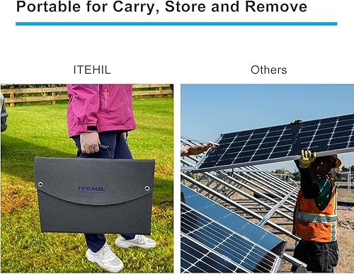 Miniatura 5 de Panel solar, kits de paneles solares monocristalinos de 100 W y 18 voltios, cargador de panel solar portátil de alta eficiencia, respaldo de energía