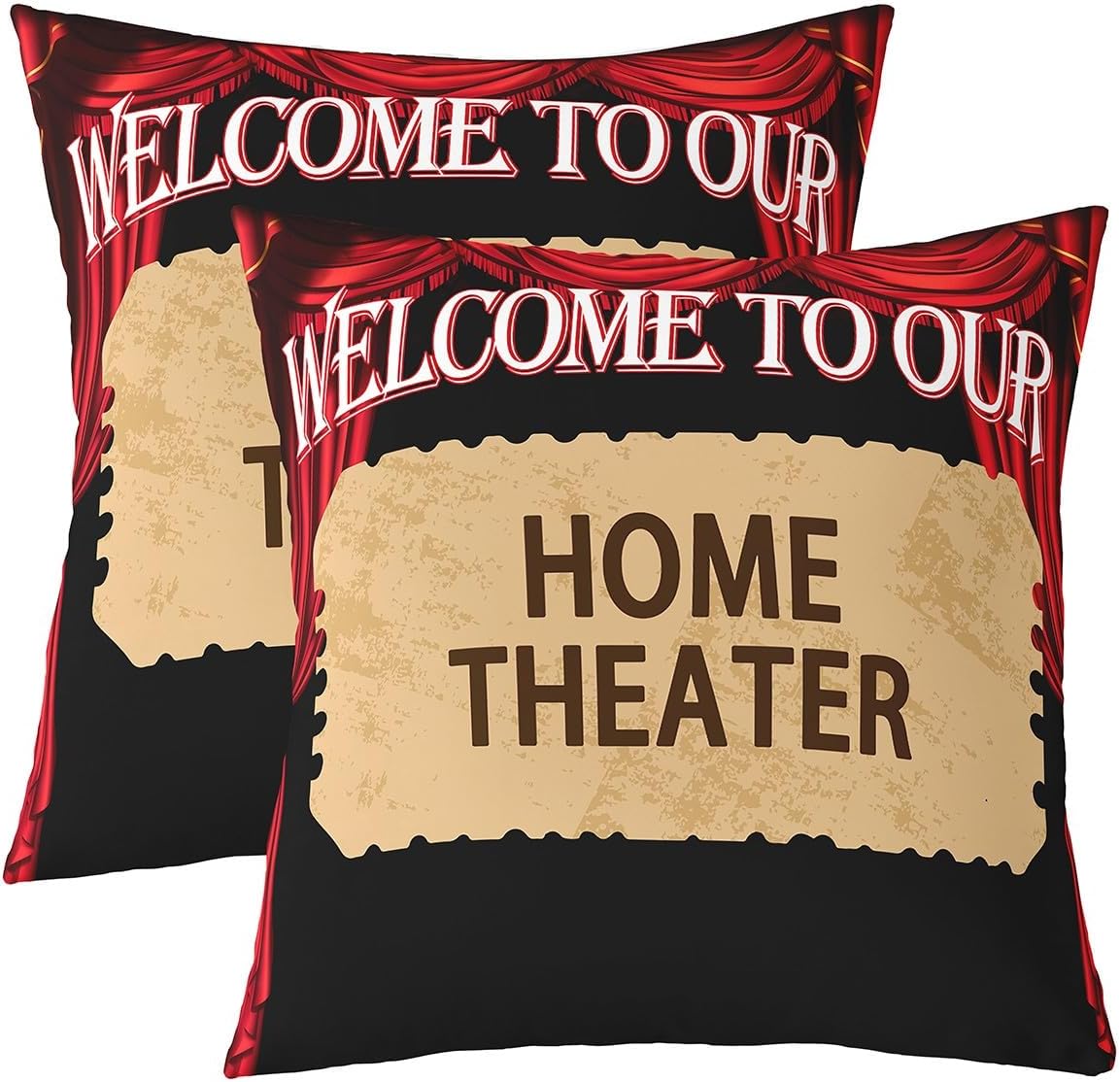 Feelyou Home Theater Throw Pillow Covers 18 x 18-Inch Set of 2 Kids