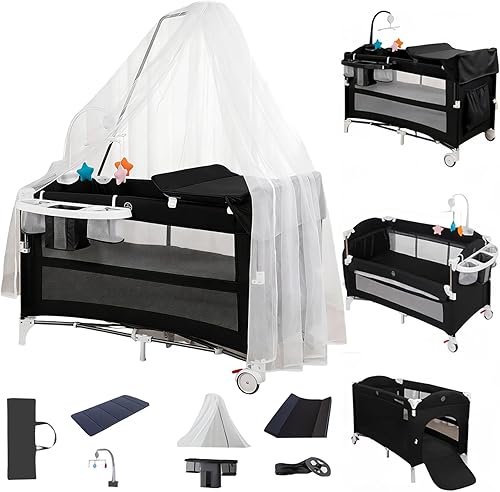 Miniatura 19 de Next to Me - Cuna cuna plegable para bebé, cuna para dormir conjuntamente, cuna convertible para cama infantil (X3 gris) X3 Gris,601 Gris,601