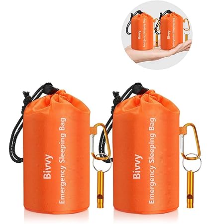 Timok Emergency Sleeping Bags Thermal-Emergency-Blankets?Ultralight Space Blankets Survival Waterproof Bivy Sack Multi-Purpose Survival Gear for Hiking, Camping, First Aid Kits, Outdoor Survival Gear