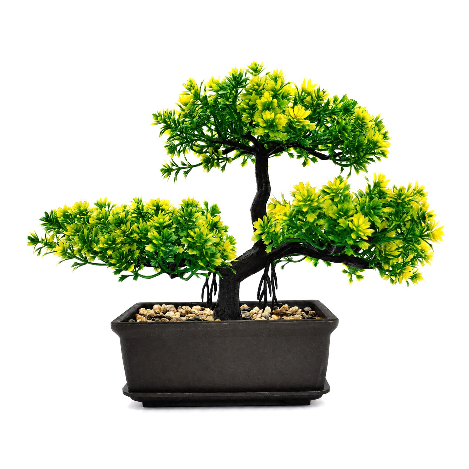 Artificial Bonsai Tree Fake Plants, Potted Faux Desktop Windowsill Indoor Decor Lifelike Simulation Pine Natural Look Potted for Home Decoration, Office/Living Room/Balcony