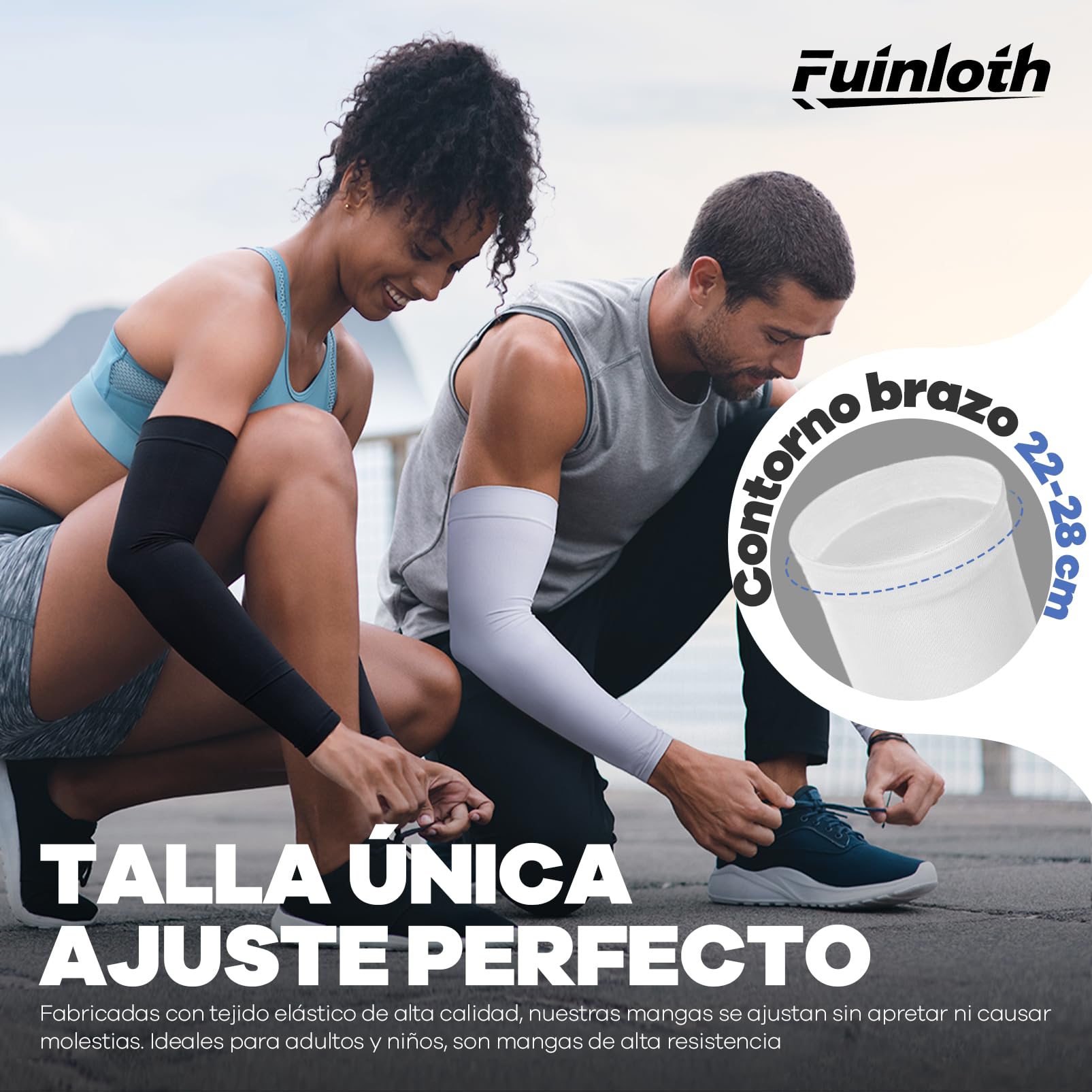 fuinloth Mangas de Brazo para Hombres y Mujeres, Deporte Compresión Protección Solar