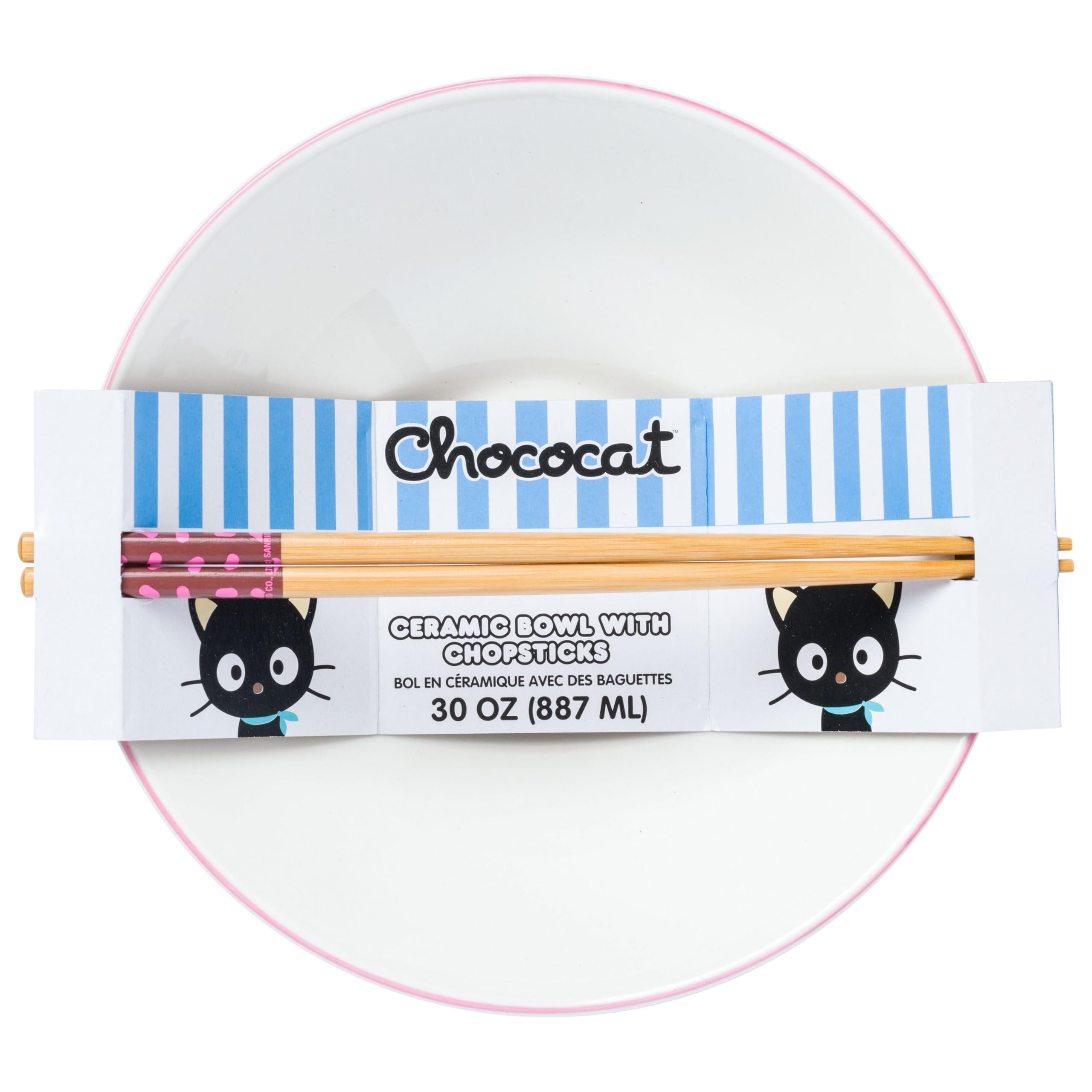 Silver Buffalo Sanrio Hello Kitty and Friends Kuromi Ceramic Ramen Noodle Rice Bowl with Chopsticks, Microwave Safe, 20 Ounces: Chococat Rainbow Sprinkles (Big) 30 Ounces