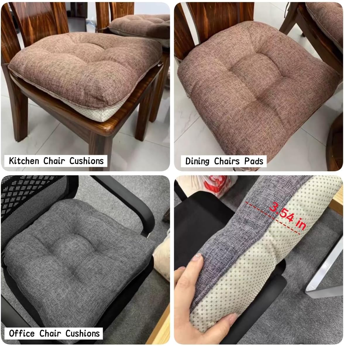 Chair Cushions for Dining Chairs, 18" X 17" U Shape Indoor Chair Pads with Ties for Dining Chairs Kitchen Office, Tatami Floor Pillow Patio Chairs Cushions - Pack of 2 (Blue)