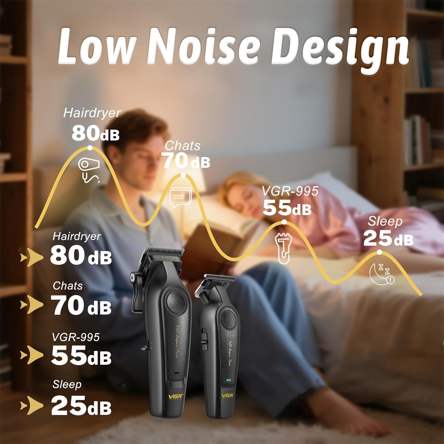 VGR Professional Hair Clippers for Men - Cordless Barber Clippers & Zero Gapped Trimmer Set, 7000RPM High Power Hair Cutting Kit with Ceramic Blade, USB-C Rechargeable Grooming Tools for Fade V197&995 - Image 7