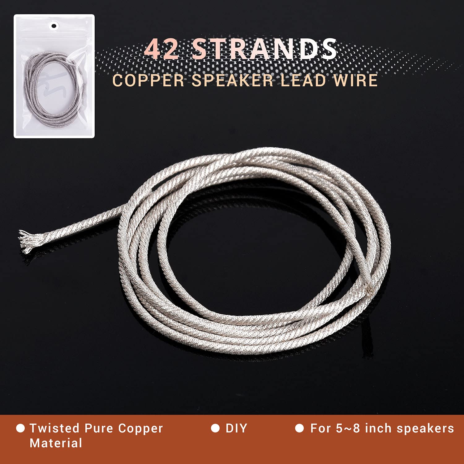 2M 42 Strands Silver Speaker Wires Subwoofer Lead Wire, High Temperature Resistance Twisted Silver Stranded Woofer Repair Braided Cables for 18 inch Professional Speakers : Electronics