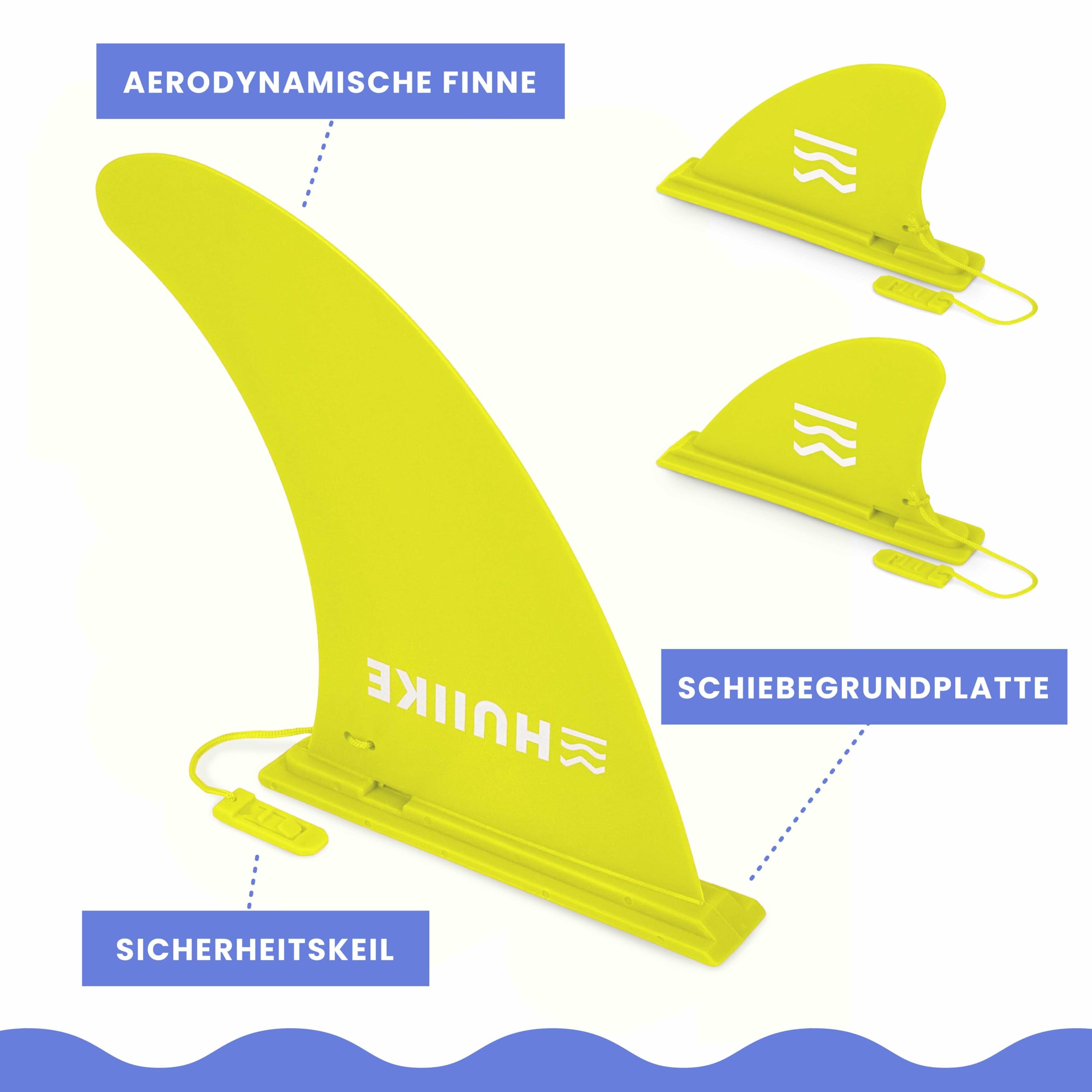 HUIIKE Sup Finne Stand Up Paddle 3 Stück Abnehmbare Ersatz Finne Sup mit Sicherheitsschloss, Stand Up Paddle Zubehör | Ersatzteile Standup Paddling Aufblasbar | Set 3 Flosse für Standup Board