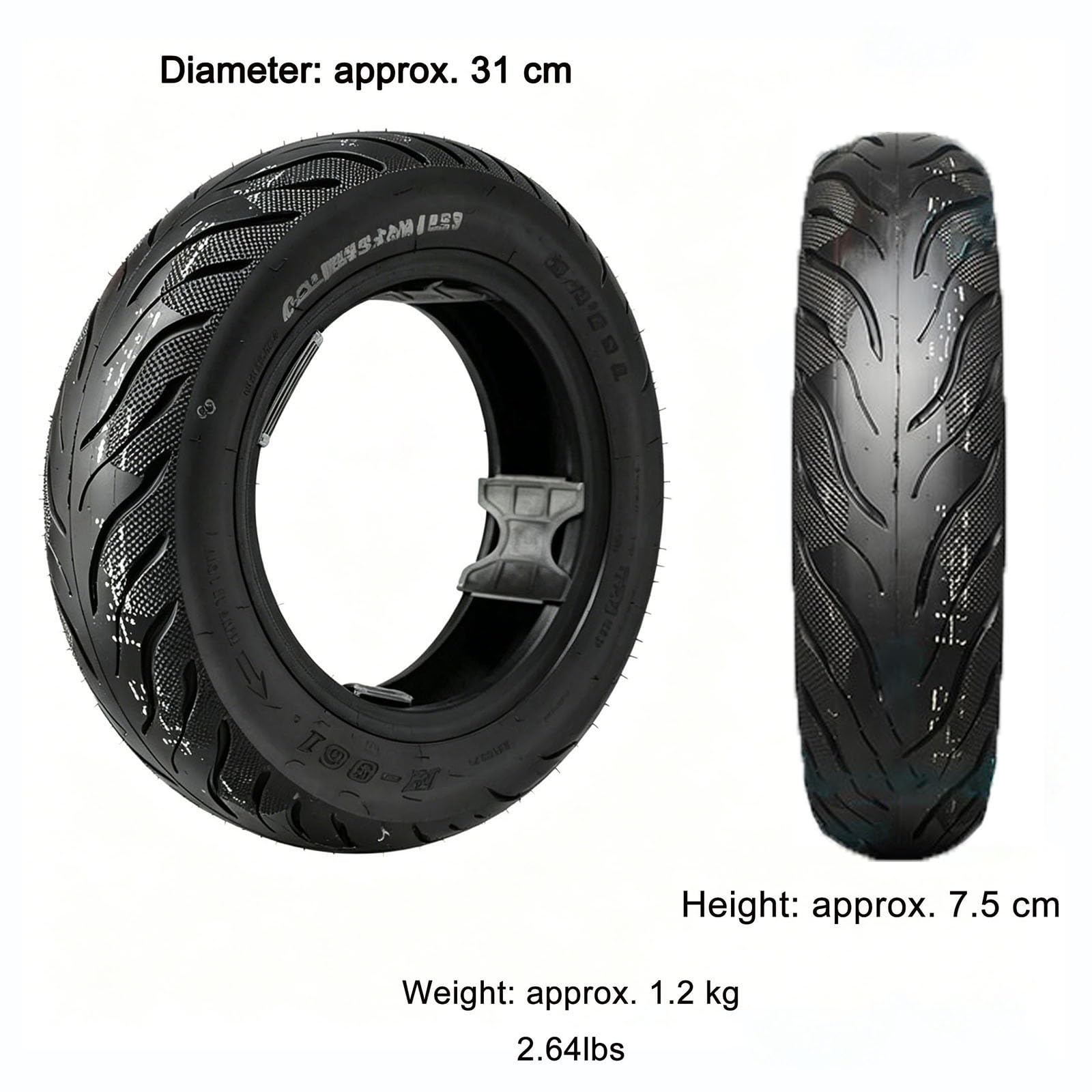 2.50-8 Pneu Moto sans Chambre à Air, 4PR 28J, Charge 100 kg/220 lbs, Résistant aux Perforations, Antidérapant