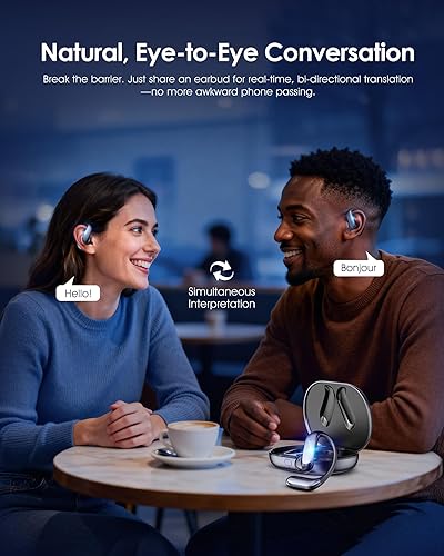 Vista 5 de JIJ Auriculares de traducción AI: 170 idiomas y traductor instantáneo en tiempo real de 0.45s, auriculares inteligentes AI con notas de reunión